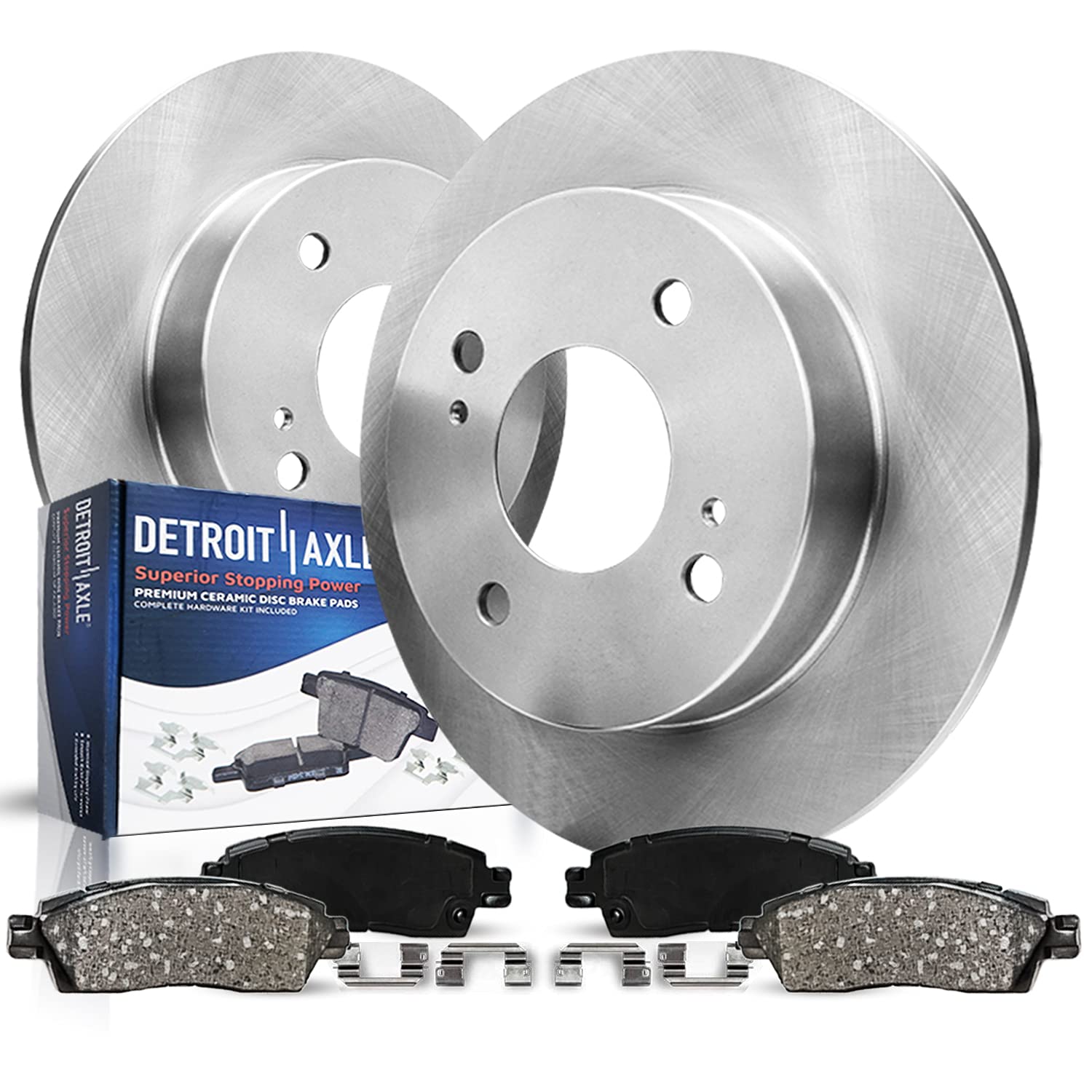 4pc Rear Disc Rotors and Ceramic Brake Pads Kit