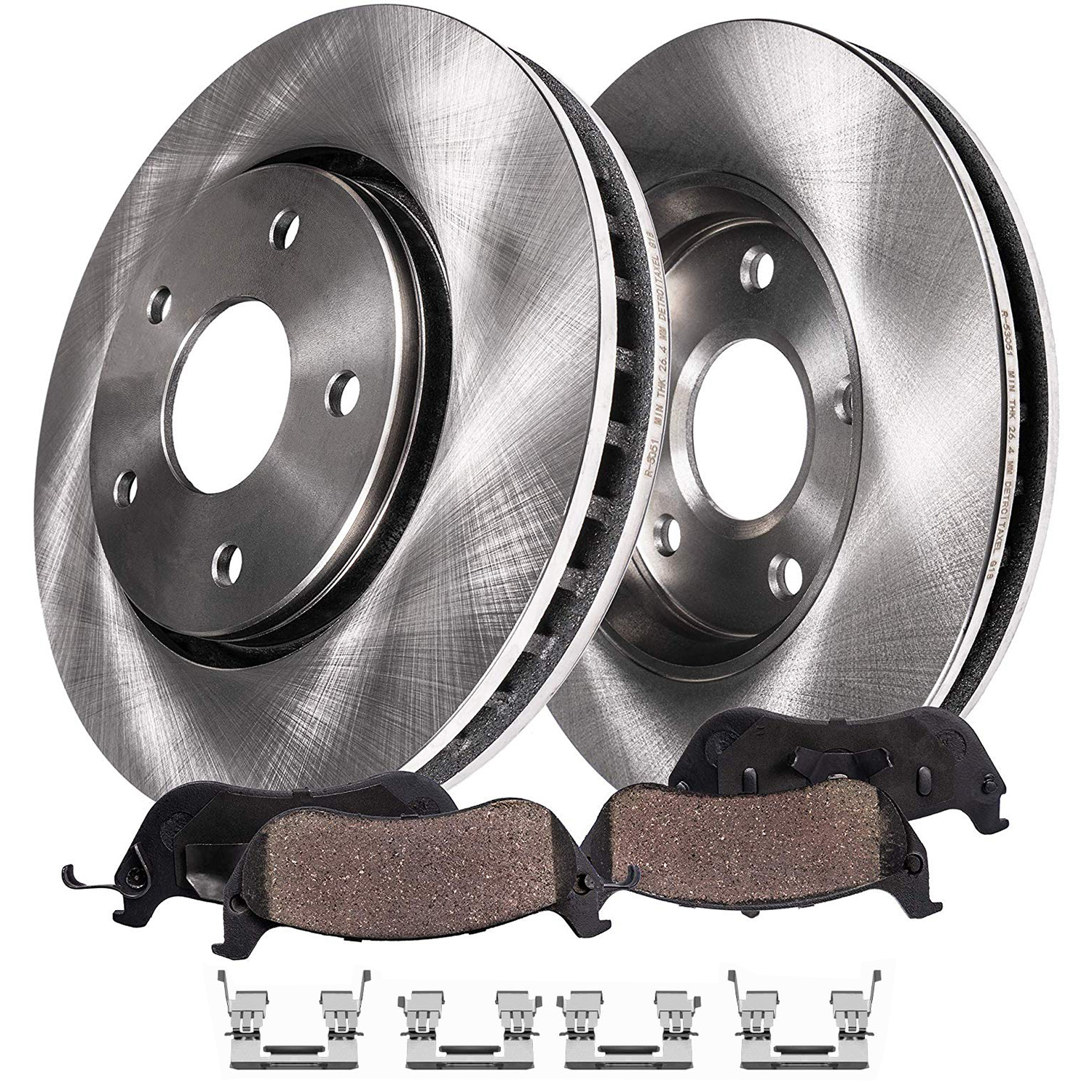 4pc Front Disc Rotors and Ceramic Brake Pads Kit