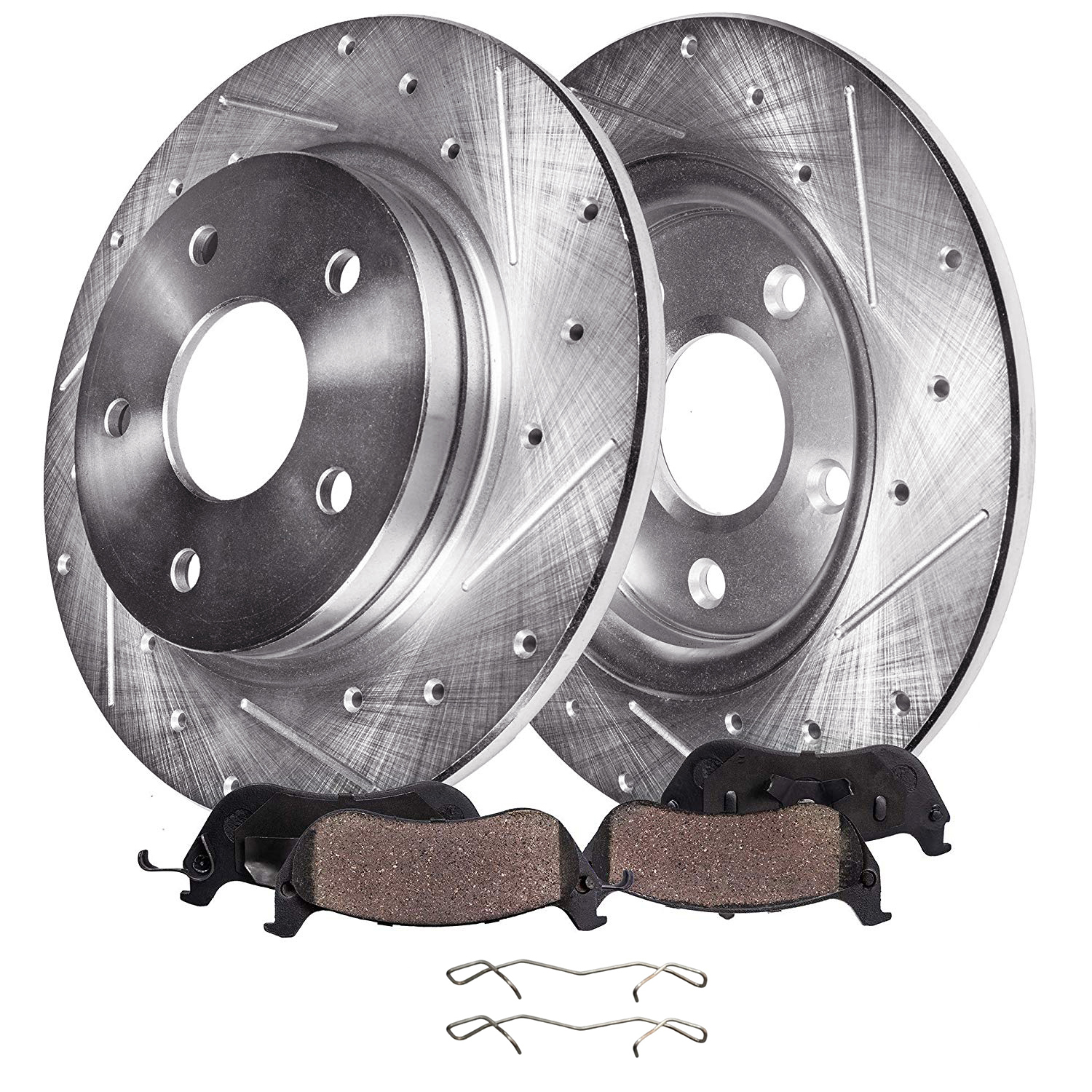 4pc Rear Drilled Slotted Rotors and Ceramic Brake Pads Kit