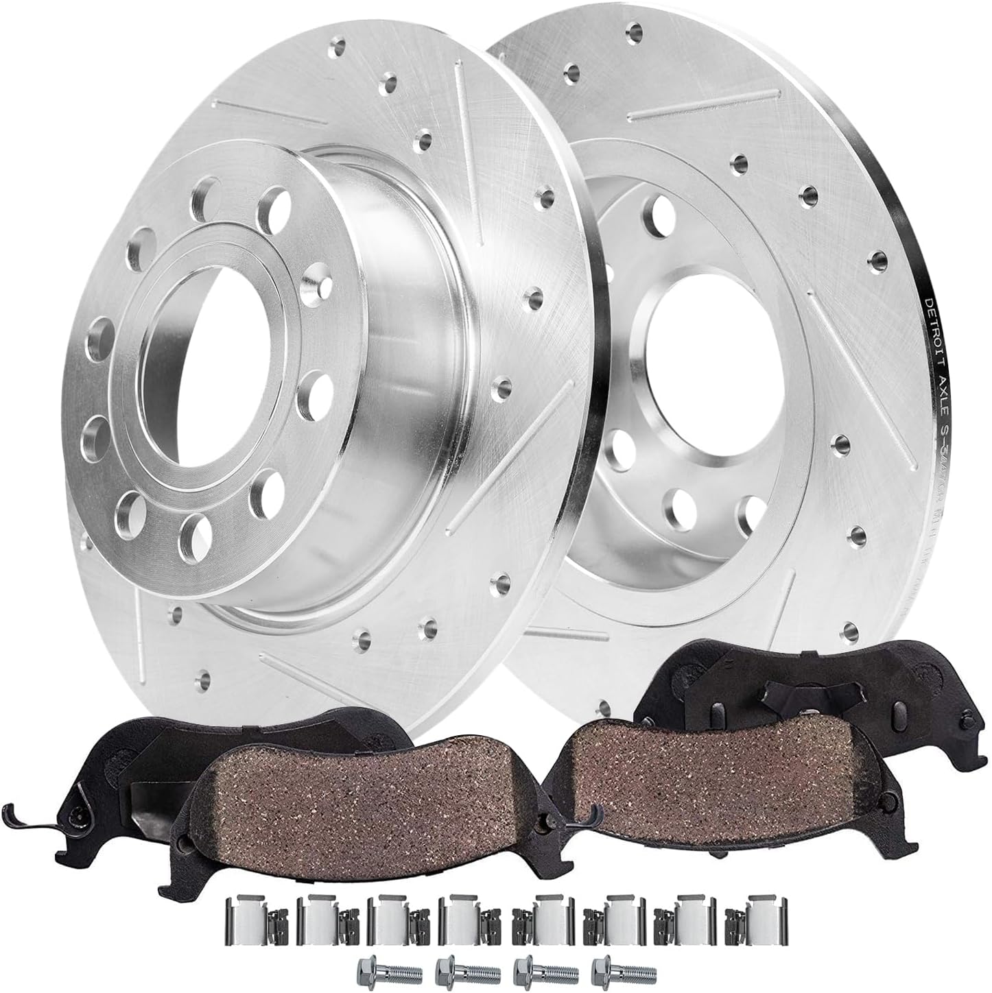 4pc Rear Drilled Slotted Rotors and Ceramic Brake Pads Kit