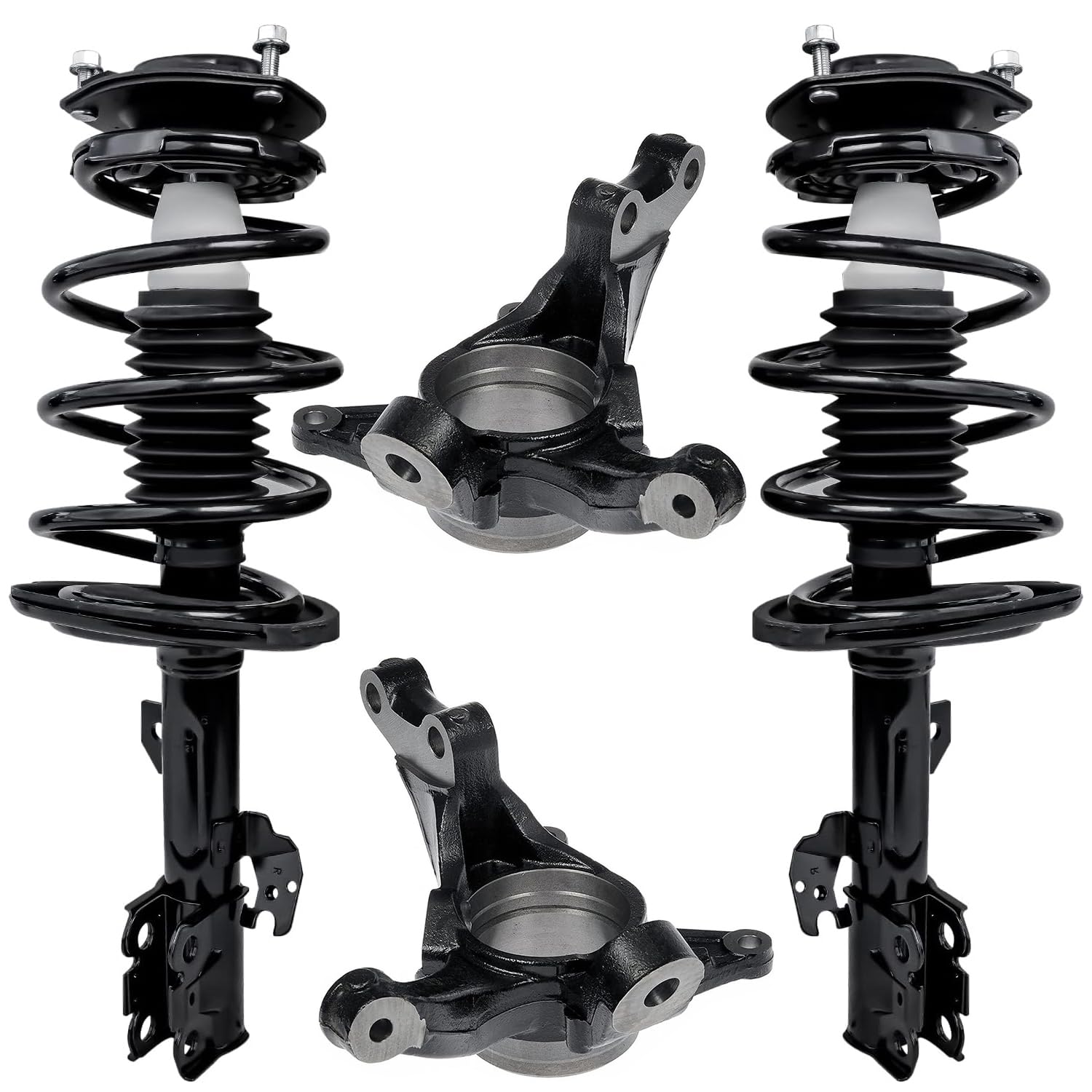 4pc Front Struts Steering Knuckles and Wheel Hub Bearings Suspension Kit
