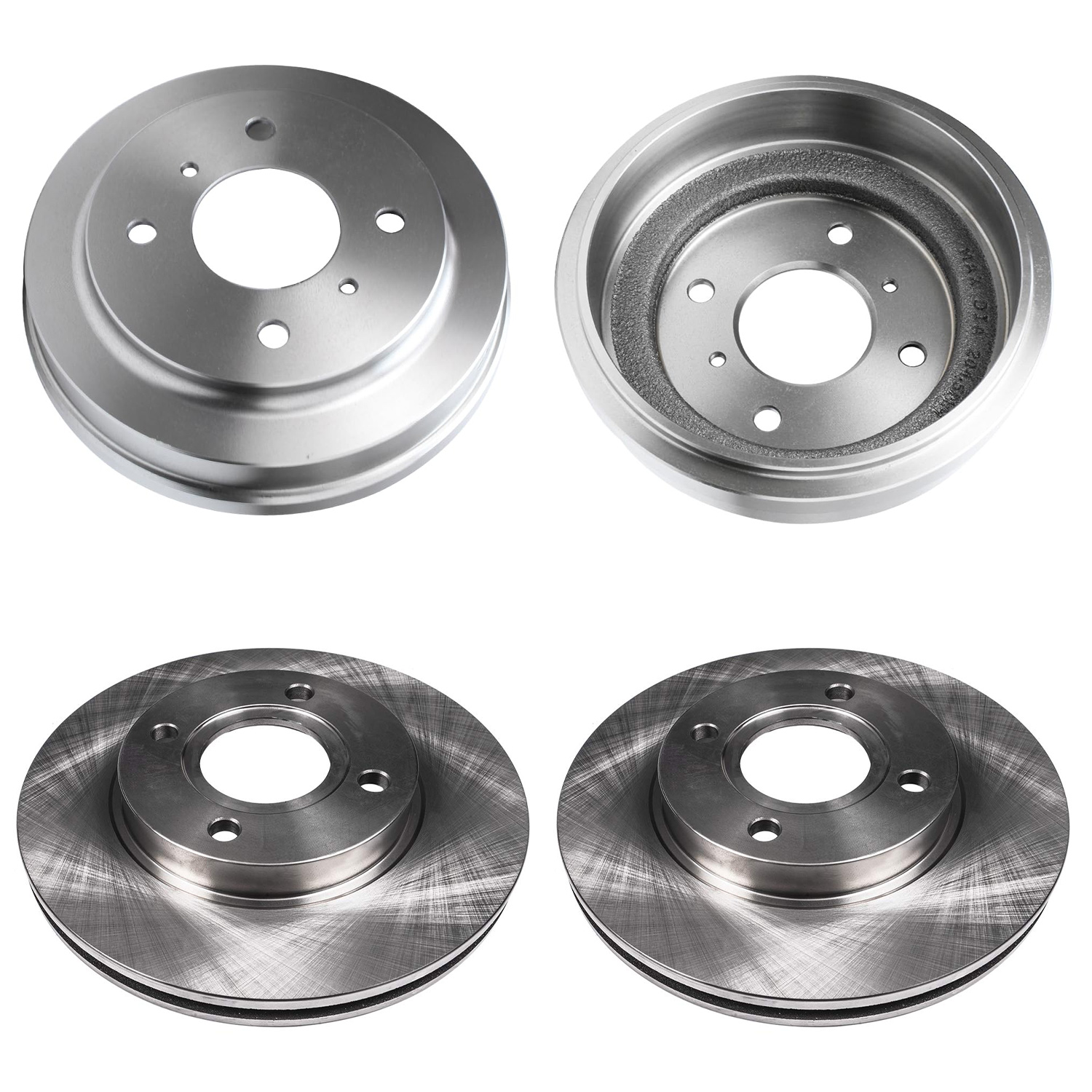 4pc Front Disc Rotors Rear Brake Drums Kit