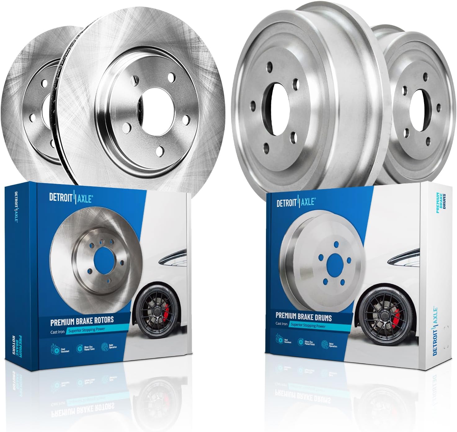4pc Front Disc Rotors Rear Brake Drums Kit