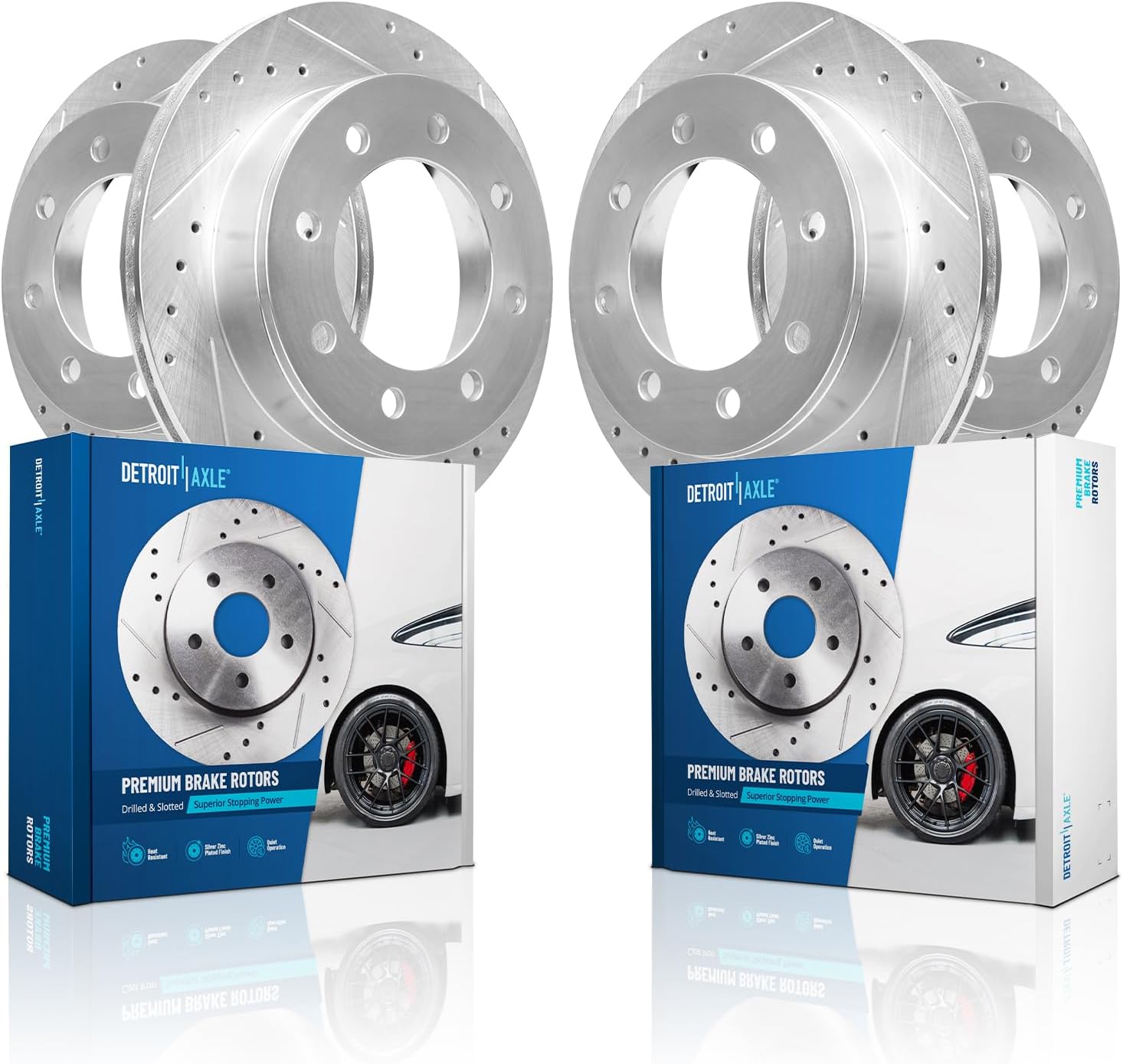 4pc Front & Rear Drilled and Slotted Brake Rotors Kit