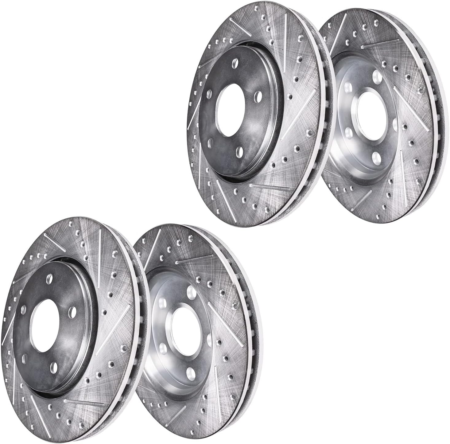 4pc Front & Rear Drilled and Slotted Brake Rotors Kit