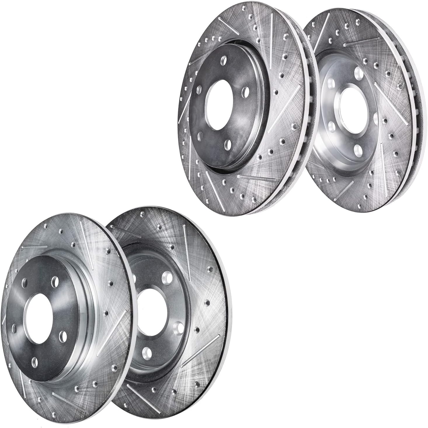 4pc Front & Rear Drilled and Slotted Brake Rotors Kit