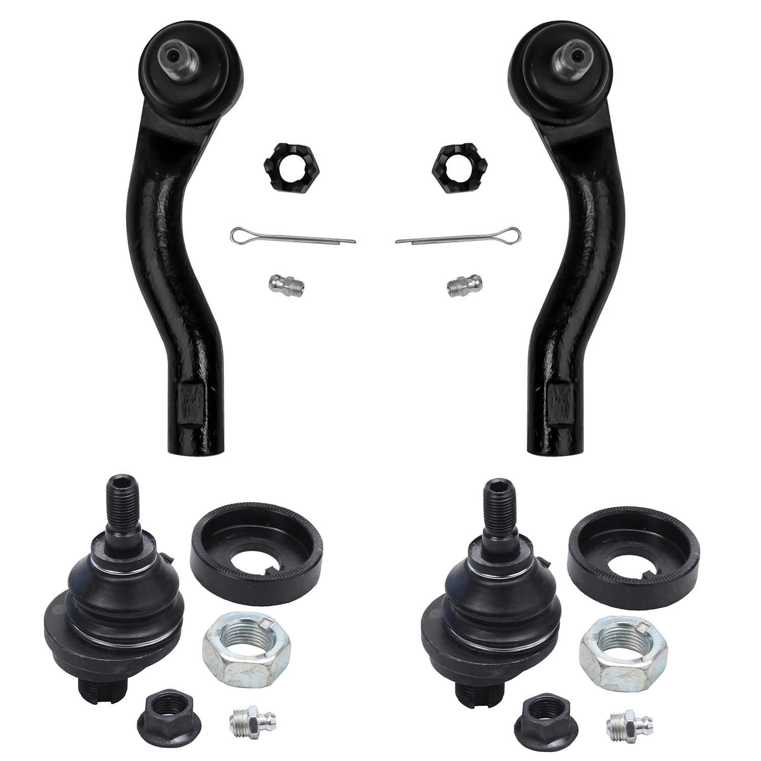 4pc Front Outer Tie Rods Upper Ball Joints Suspension Kit