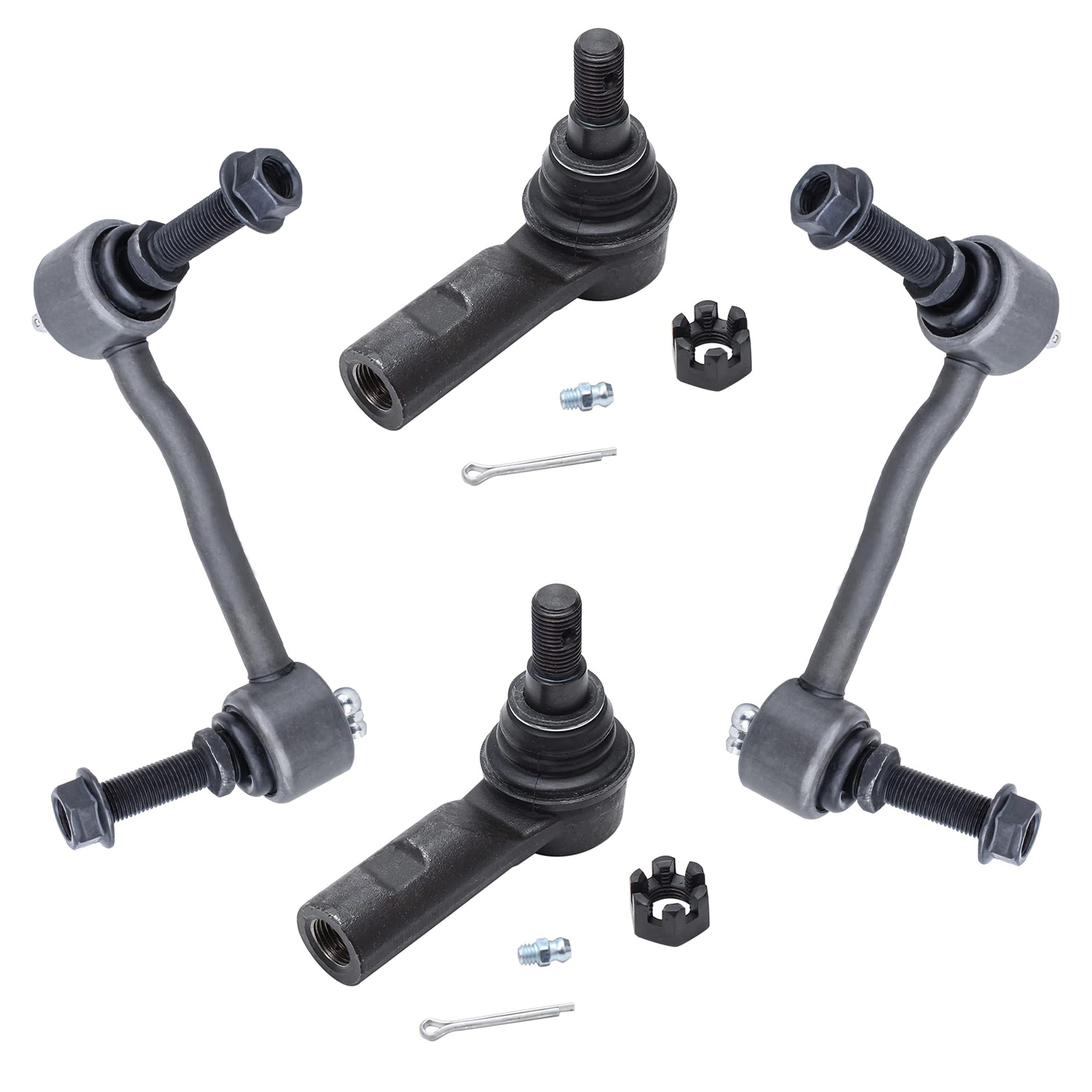 4pc Front Sway Bar Links Outer Tie Rods Suspension Kit
