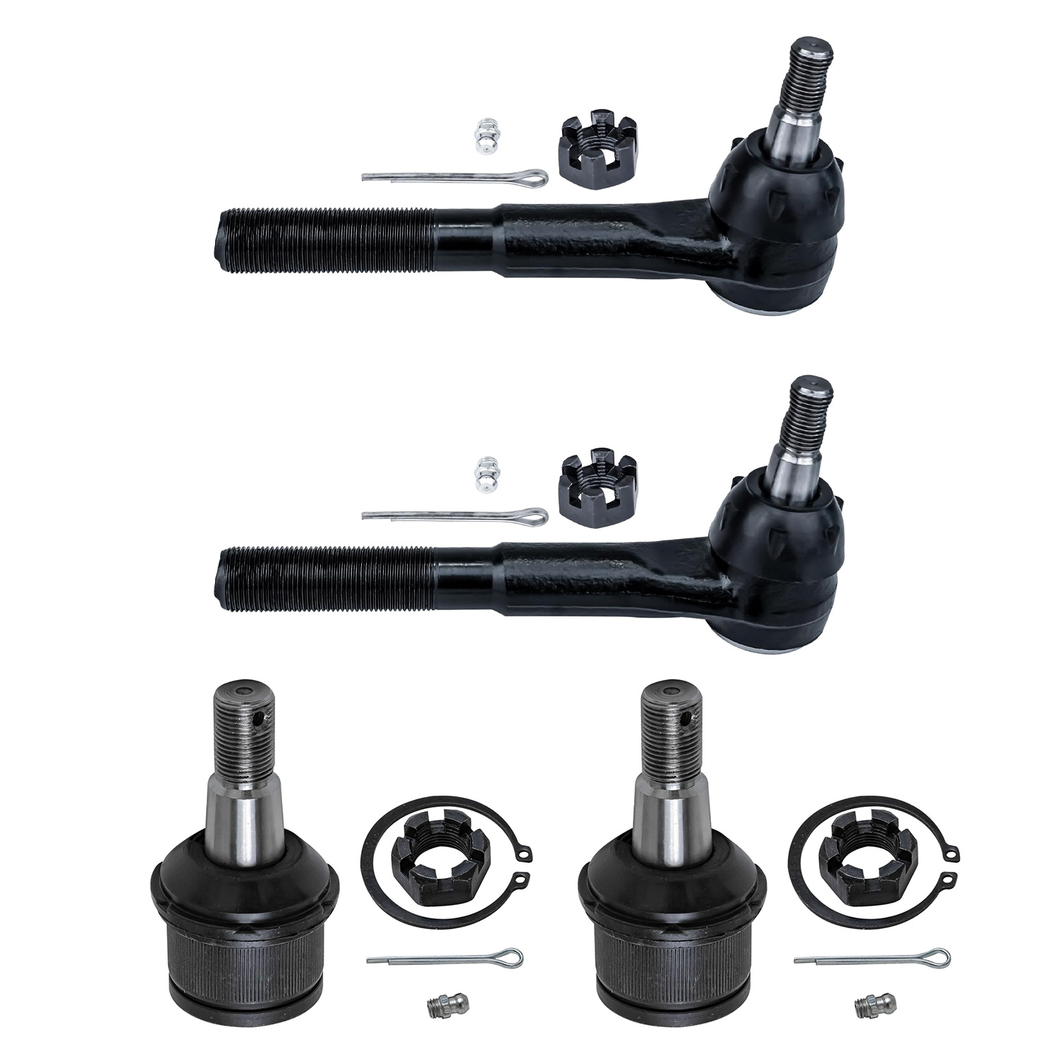 4pc Front Outer Tie Rods Lower Ball Joints Suspension Kit