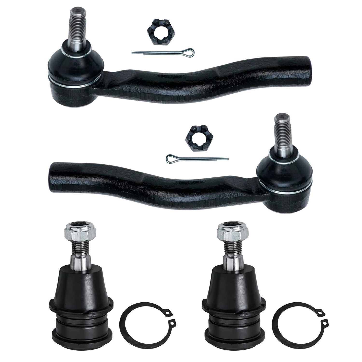 4pc Front Outer Tie Rods Lower Ball Joints Suspension Kit