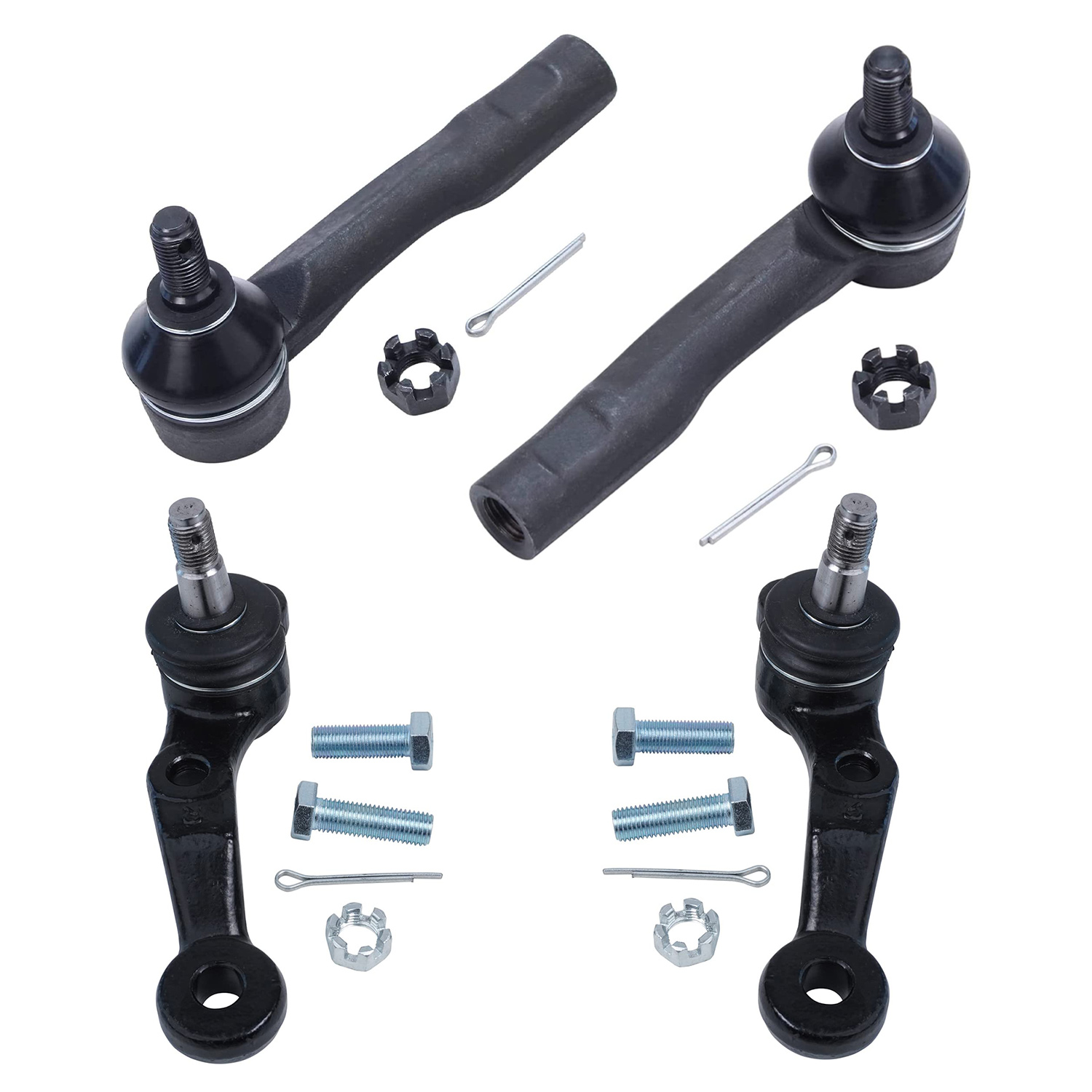 4pc Front Outer Tie Rods Lower Ball Joints Suspension Kit