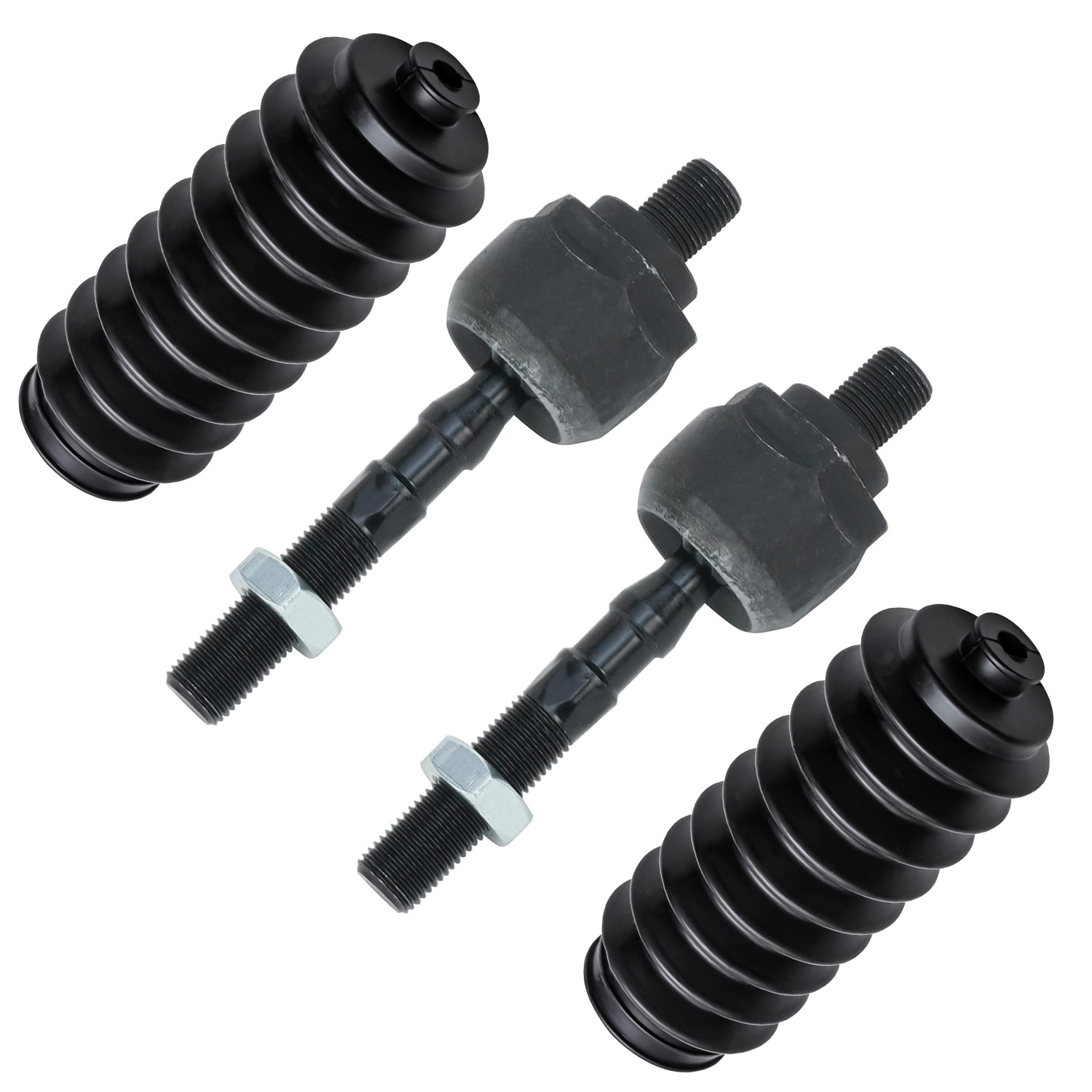4pc Front Inner Tie Rods Boots Suspension Kit