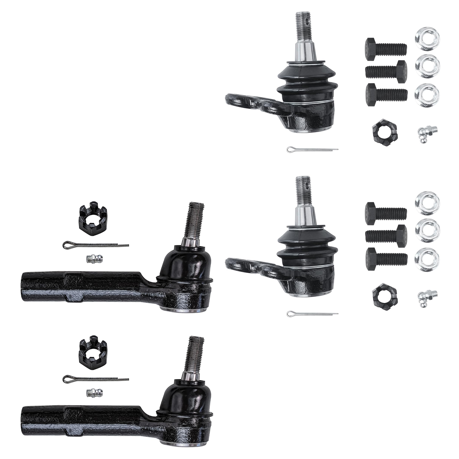 4pc Front Outer Tie Rods Lower Ball Joints Suspension Kit