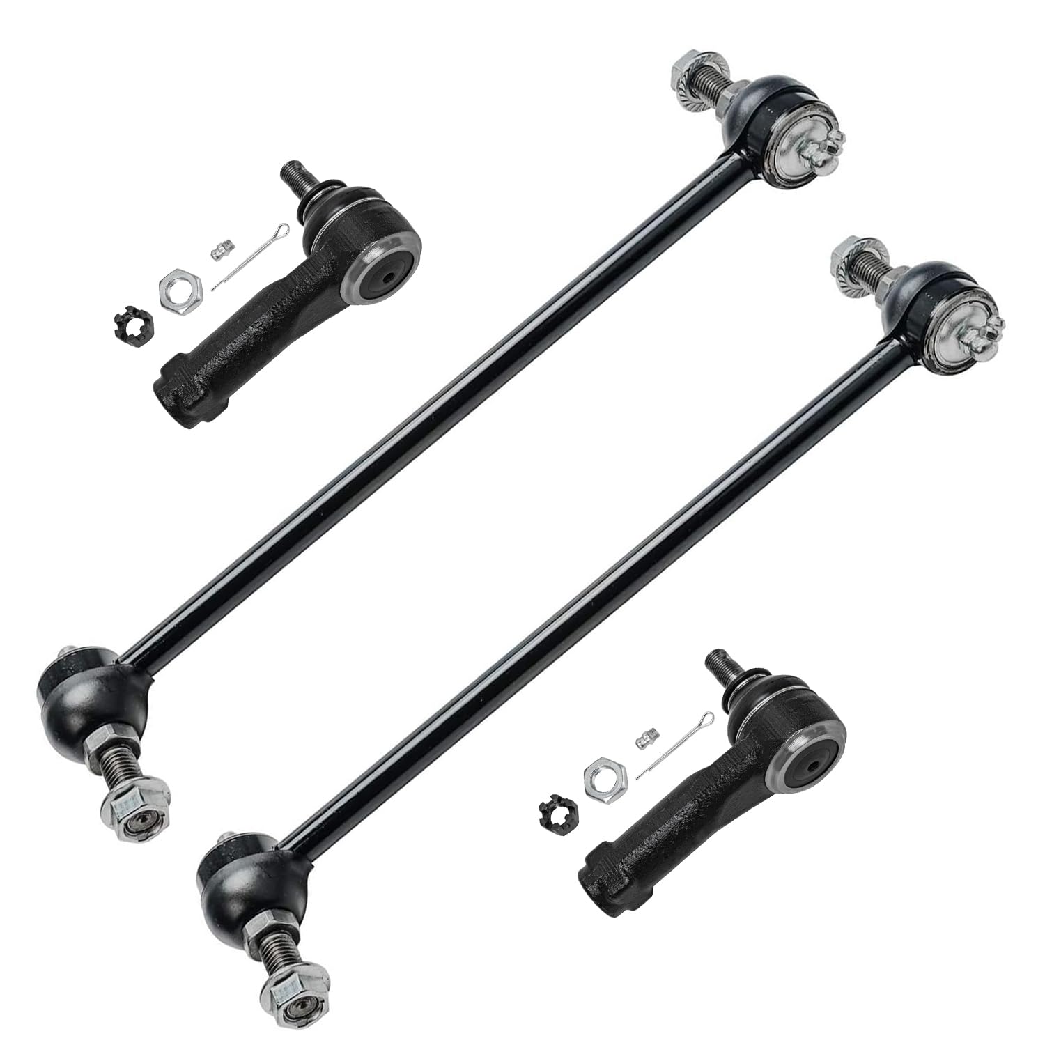 4pc Front Outer Tie Rods Sway Bar Links Suspension Kit