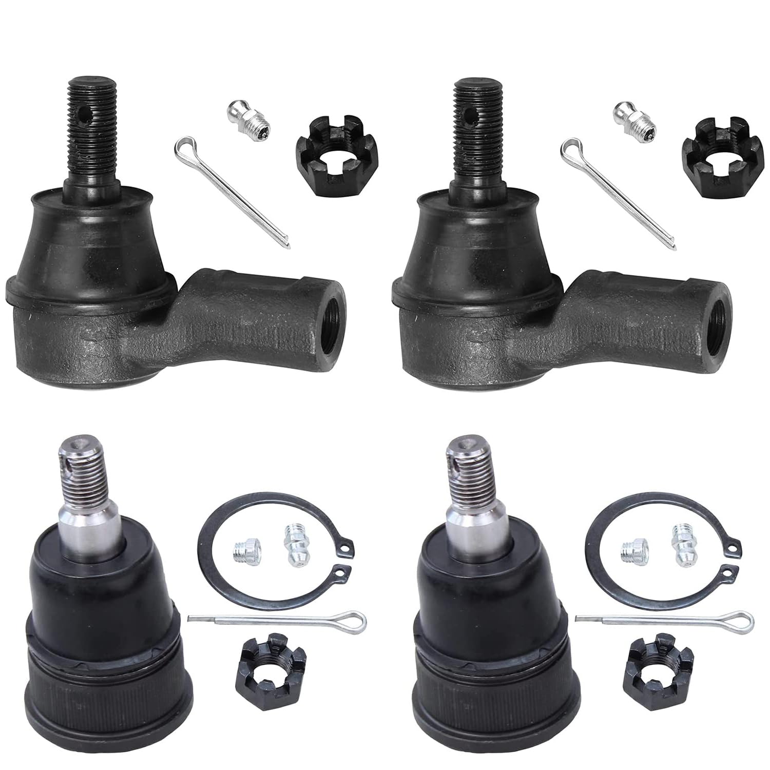 4pc Front Lower Ball Joints Outer Tie Rods Suspension Kit