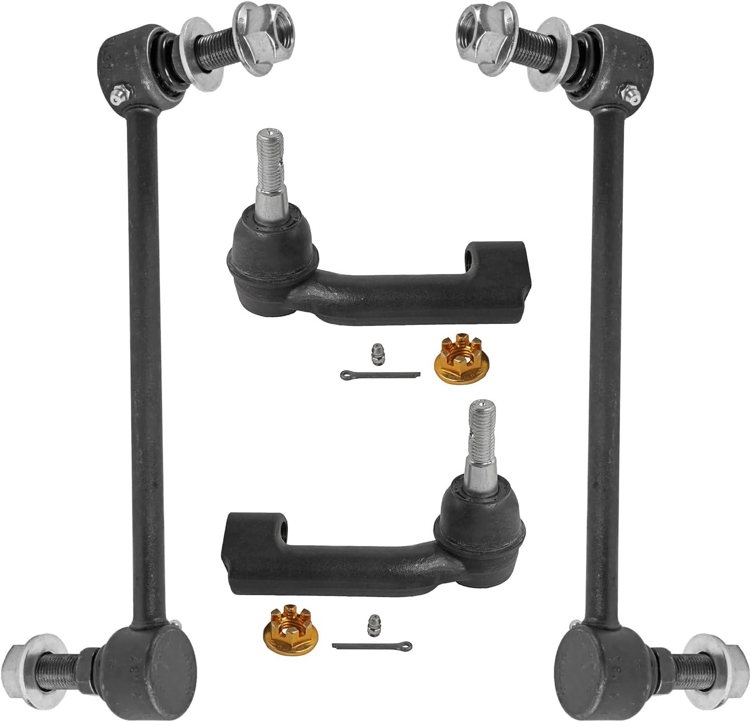 4pc Front Sway Bar Links Outer Tie Rods Suspension Kit