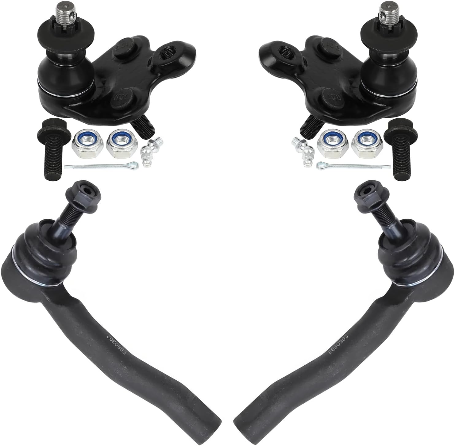 4pc Front Outer Tie Rods Lower Ball Joints Suspension Kit