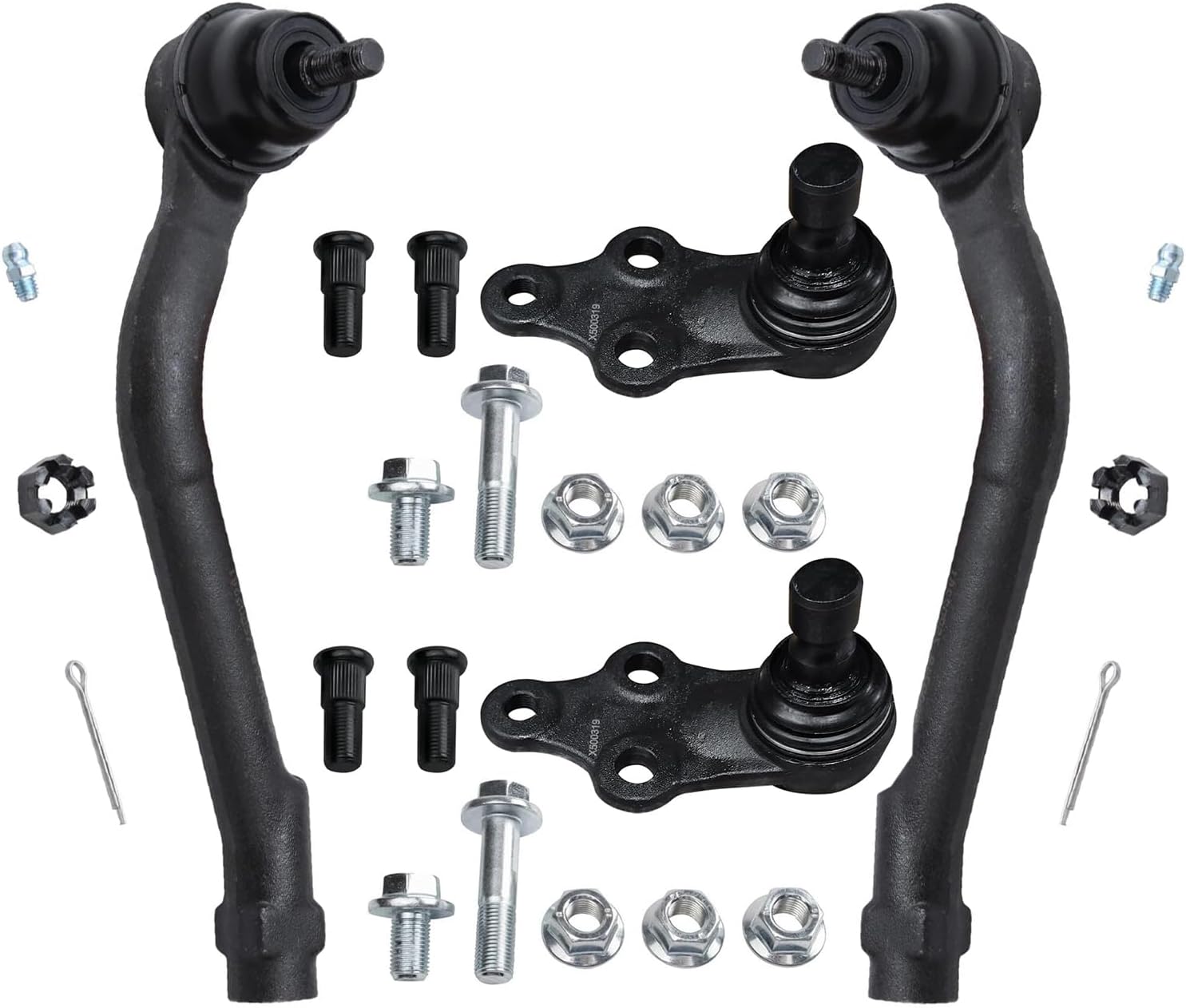 4pc Front Outer Tie Rods Lower Ball Joints Suspension Kit