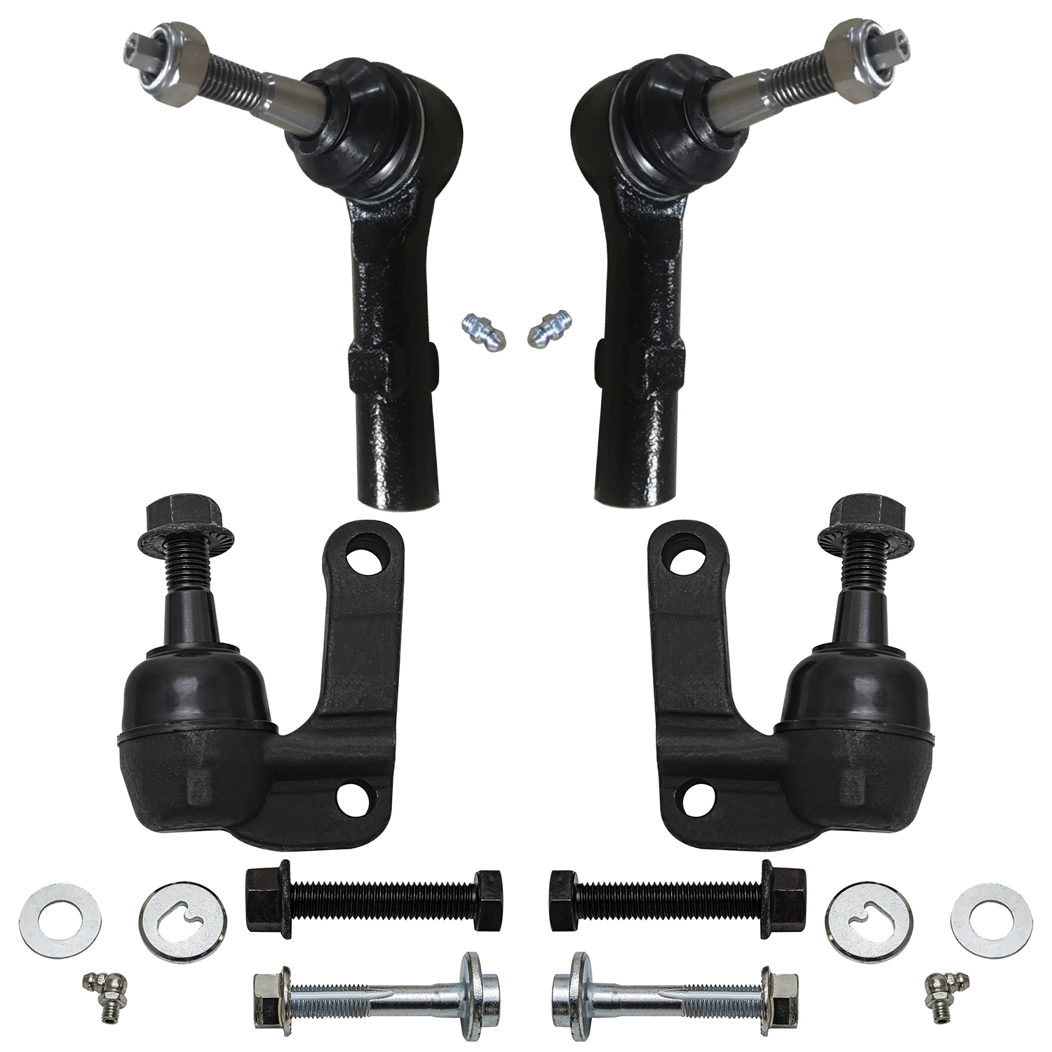 4pc Front Outer Tie Rods Upper Ball Joints Suspension Kit