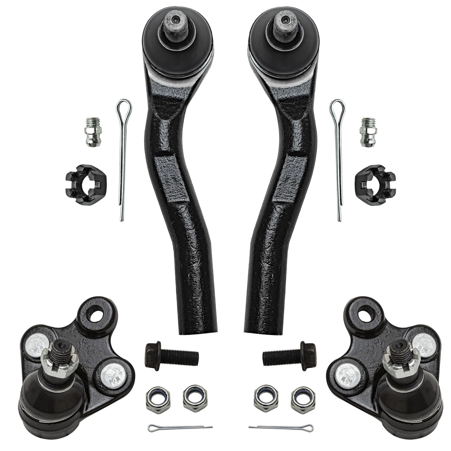 4pc Front Outer Tie Rods Lower Ball Joints Suspension Kit