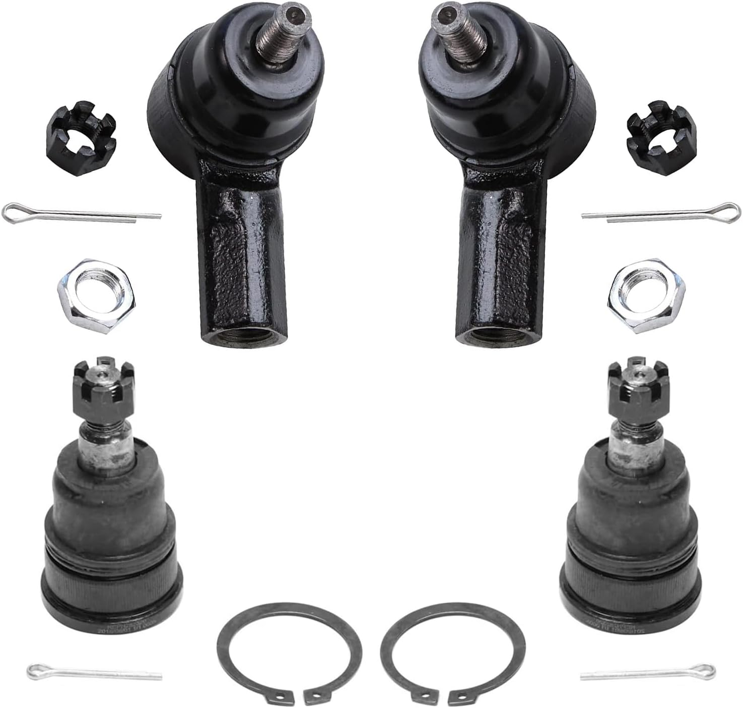 4pc Front Outer Tie Rods Lower Ball Joints Suspension Kit