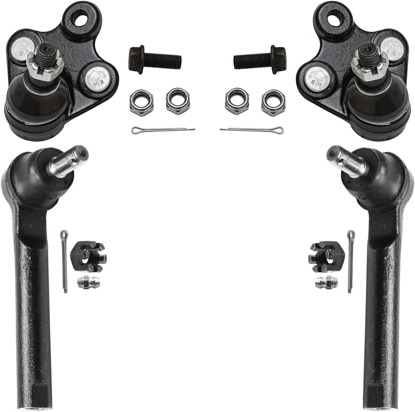 4pc Front Outer Tie Rods Lower Ball Joints Suspension Kit