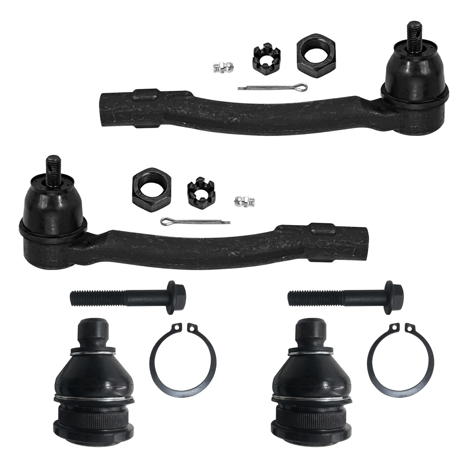 4pc Front Outer Tie Rods Lower Ball Joints Suspension Kit