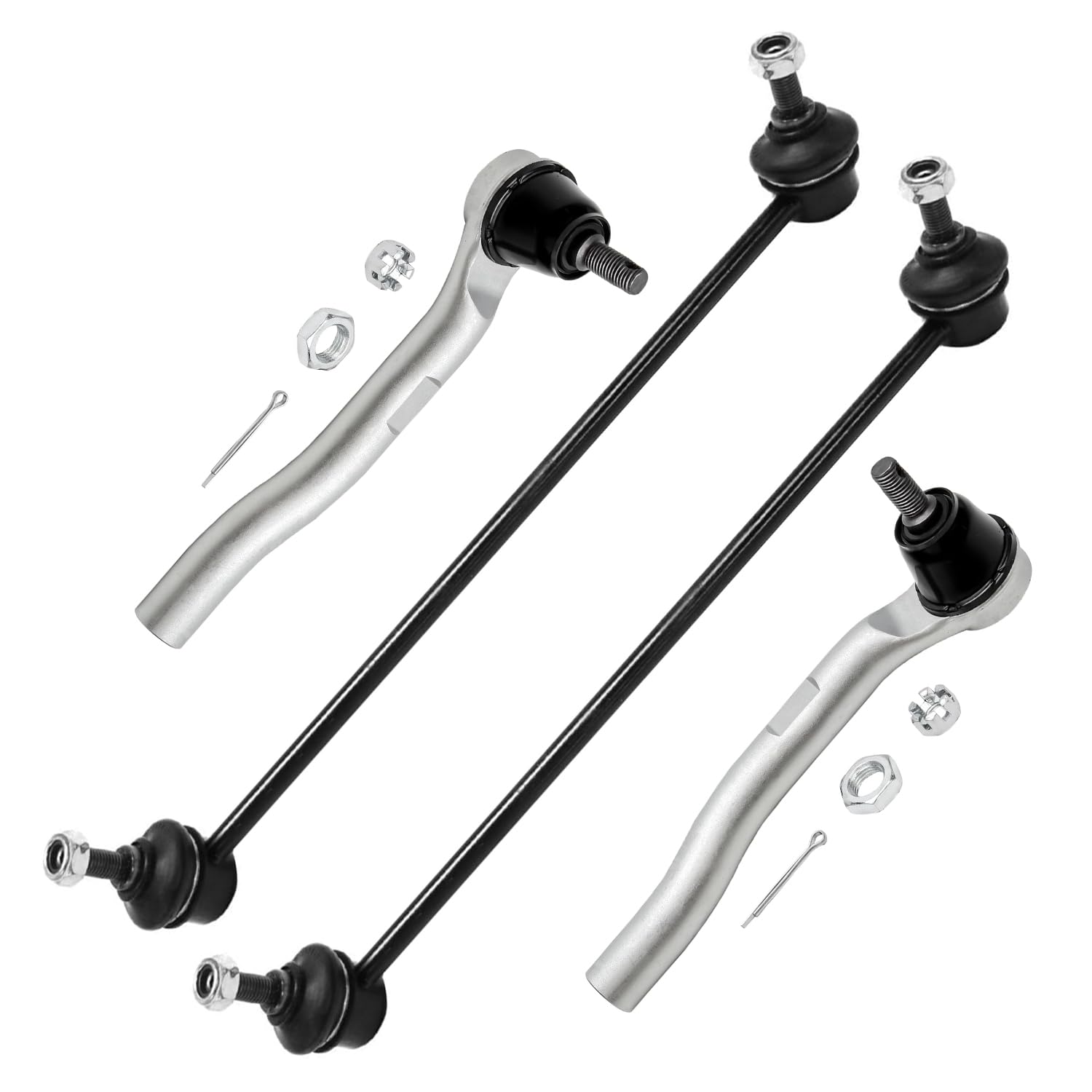 4pc Front Outer Tie Rods Sway Bar Links Suspension Kit