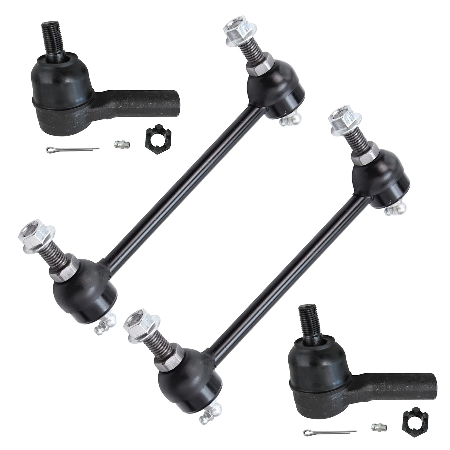 4pc Front Outer Tie Rods Sway Bar Links Suspension Kit