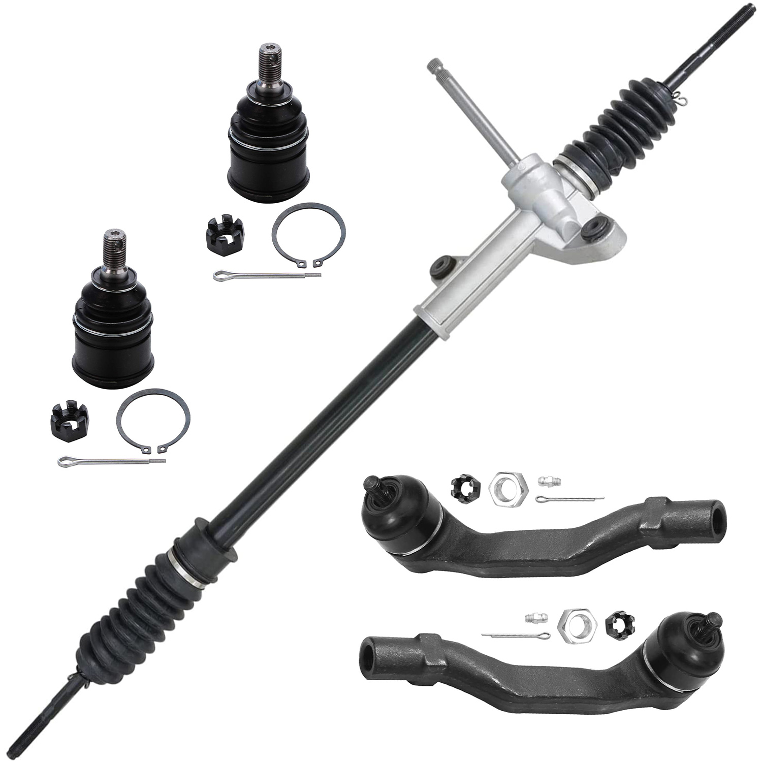 5pc Steering Rack and Pinion Ball Joints Tie Rods Suspension Kit