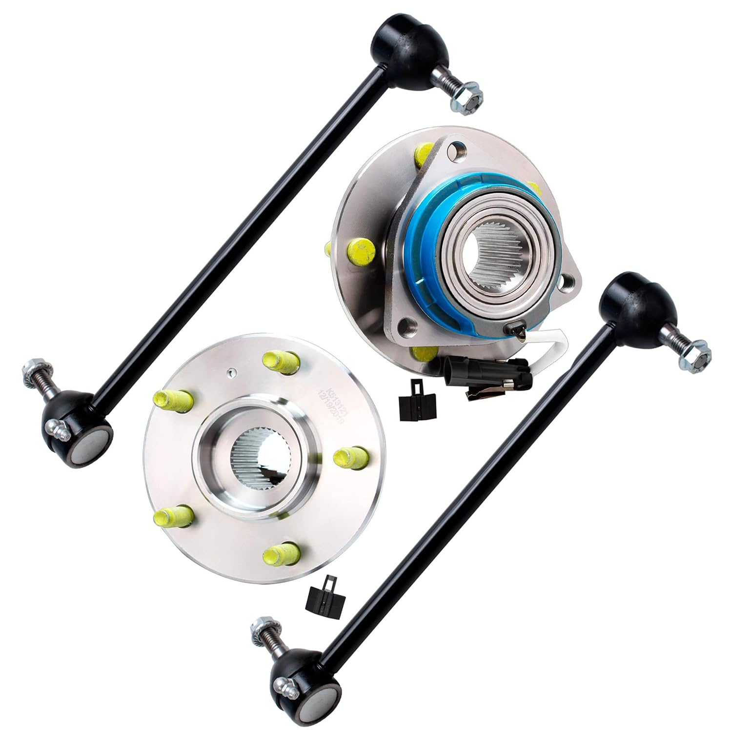 4pc Front Wheel Hub and Bearings Sway Bar Links Suspension Kit