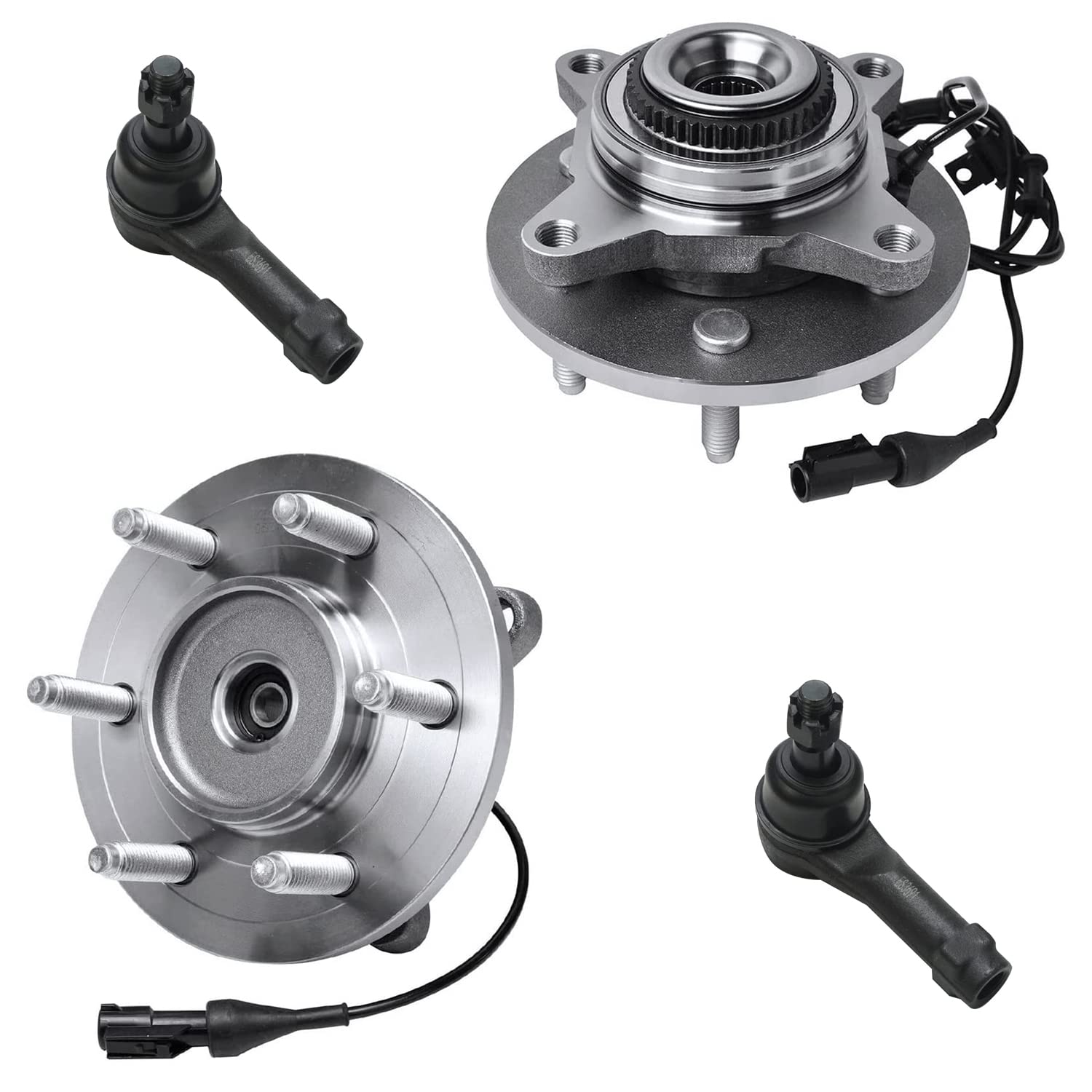 4pc Front Wheel Hub and Bearings Outer Tie Rods Suspension Kit