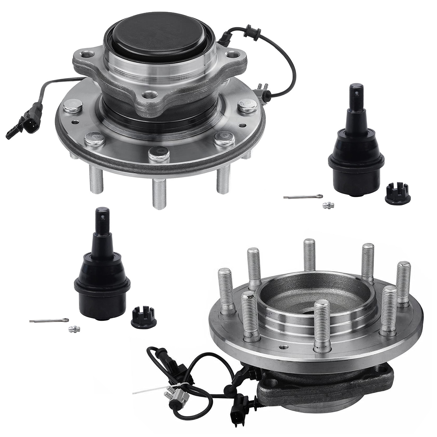 4pc Front Wheel Hub and Bearings Lower Ball Joints Suspension Kit
