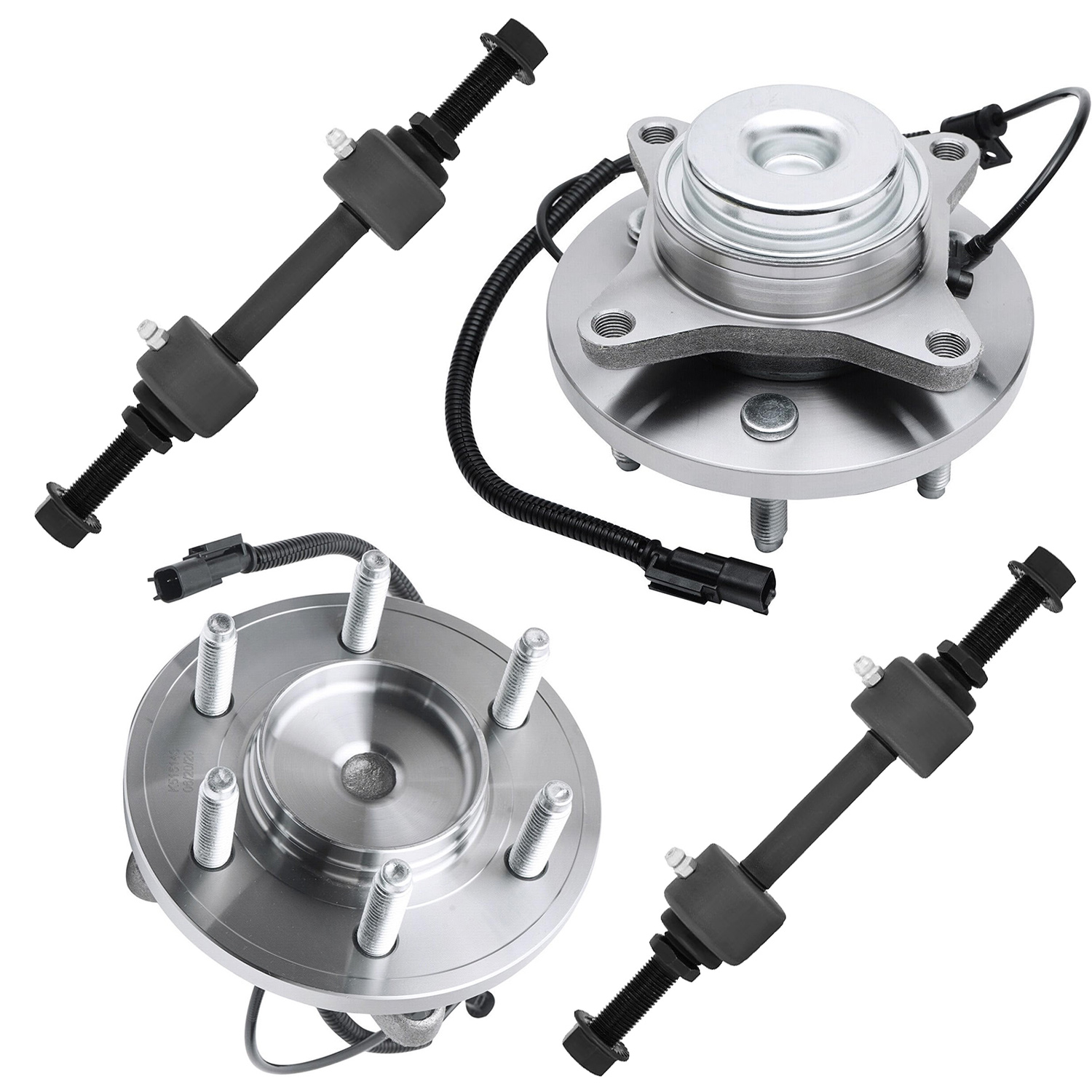 4pc Front Wheel Hub and Bearings Sway Bar Links Suspension Kit