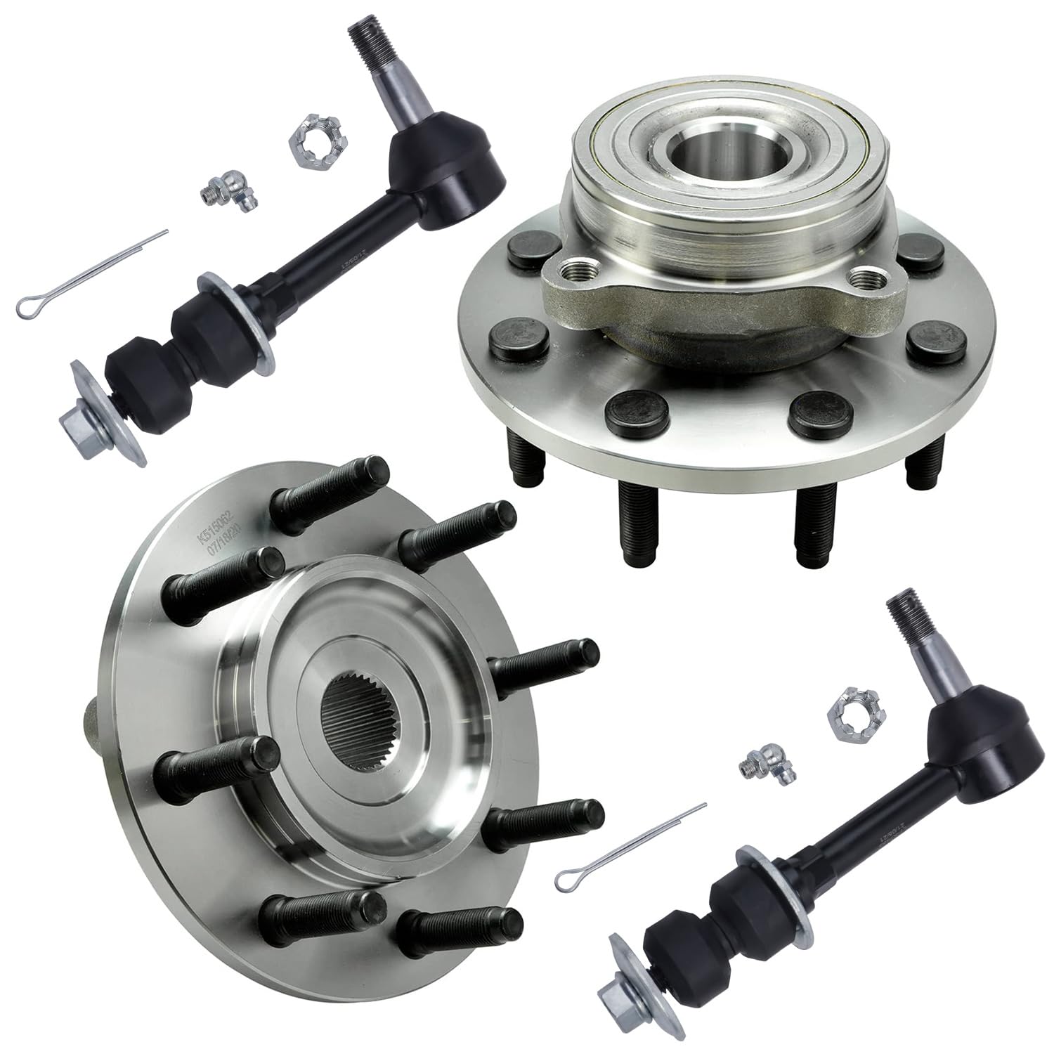 4pc Front Wheel Hub and Bearings Sway Bar Links Suspension Kit
