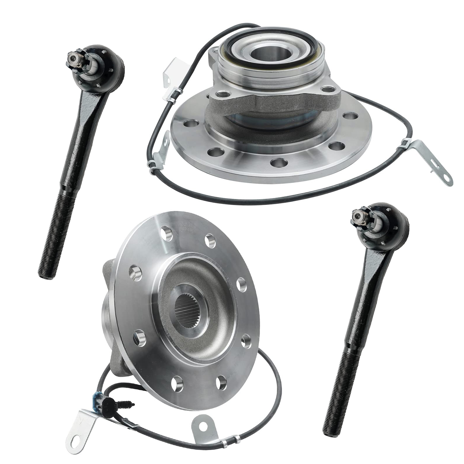 4pc Front Wheel Hub and Bearings Outer Tie Rods Suepension Kit