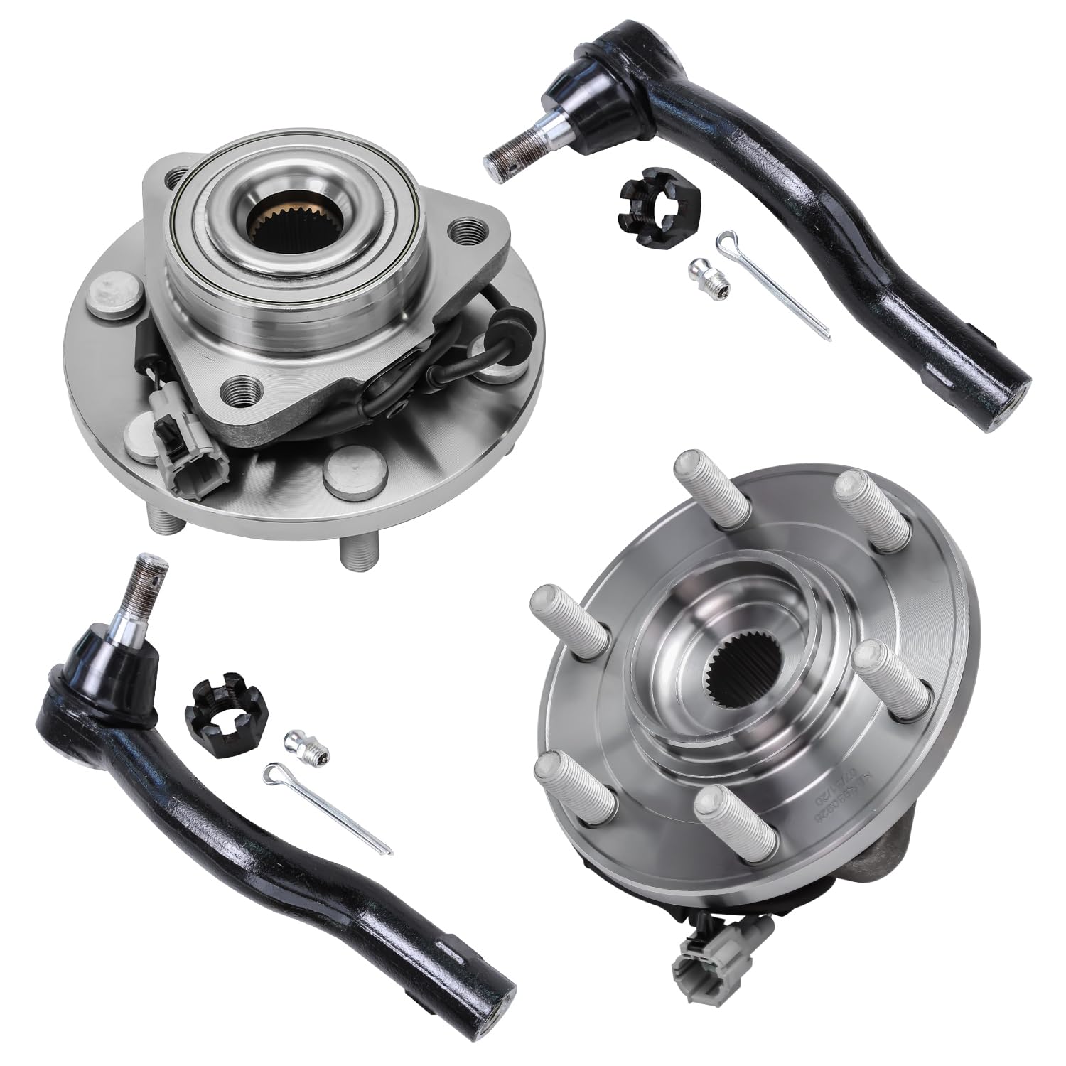 4pc Front Wheel Hub and Bearings Outer Tie Rods Suspension Kit