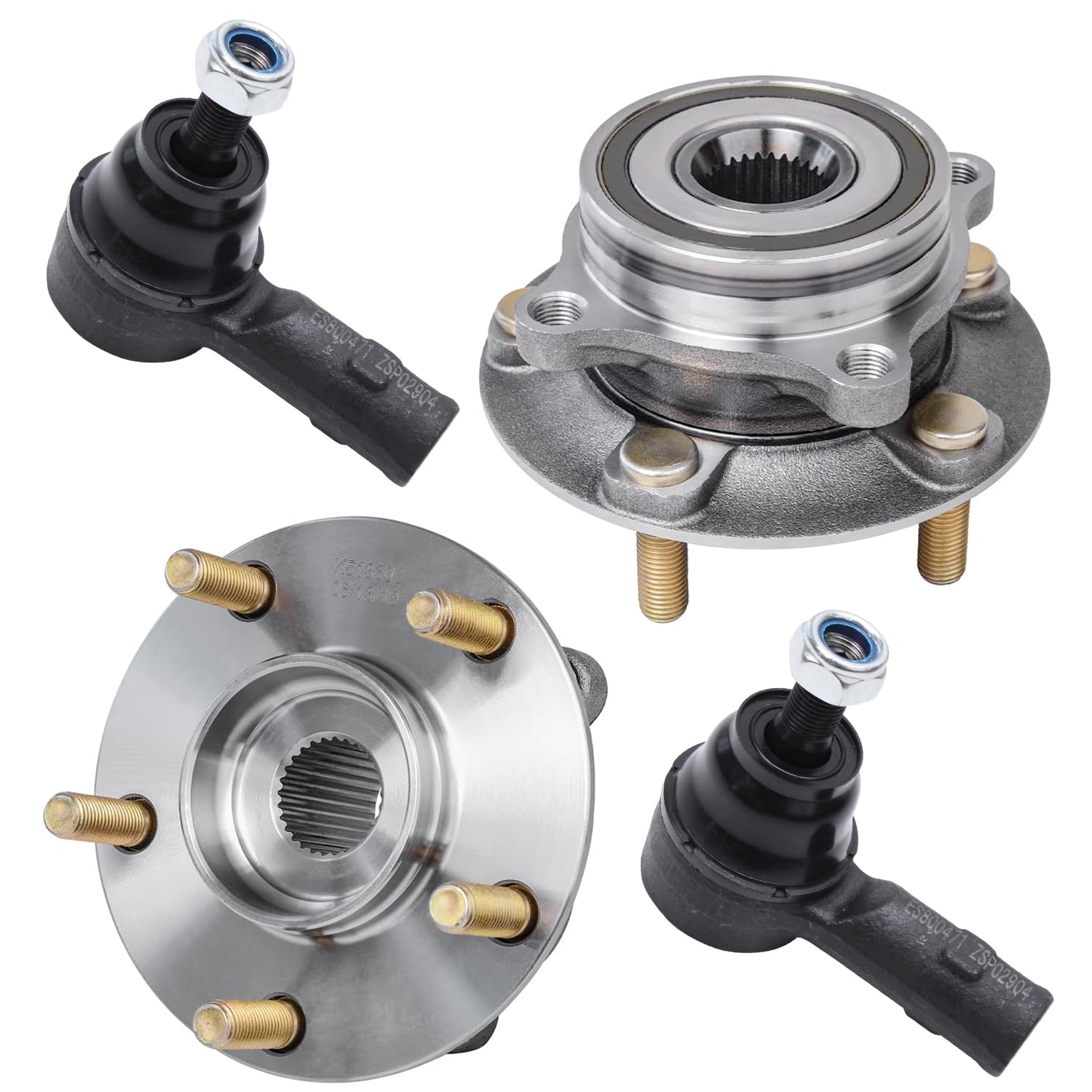 4pc Front Wheel Hub and Bearings Outer Tie Rods Suspension Kit