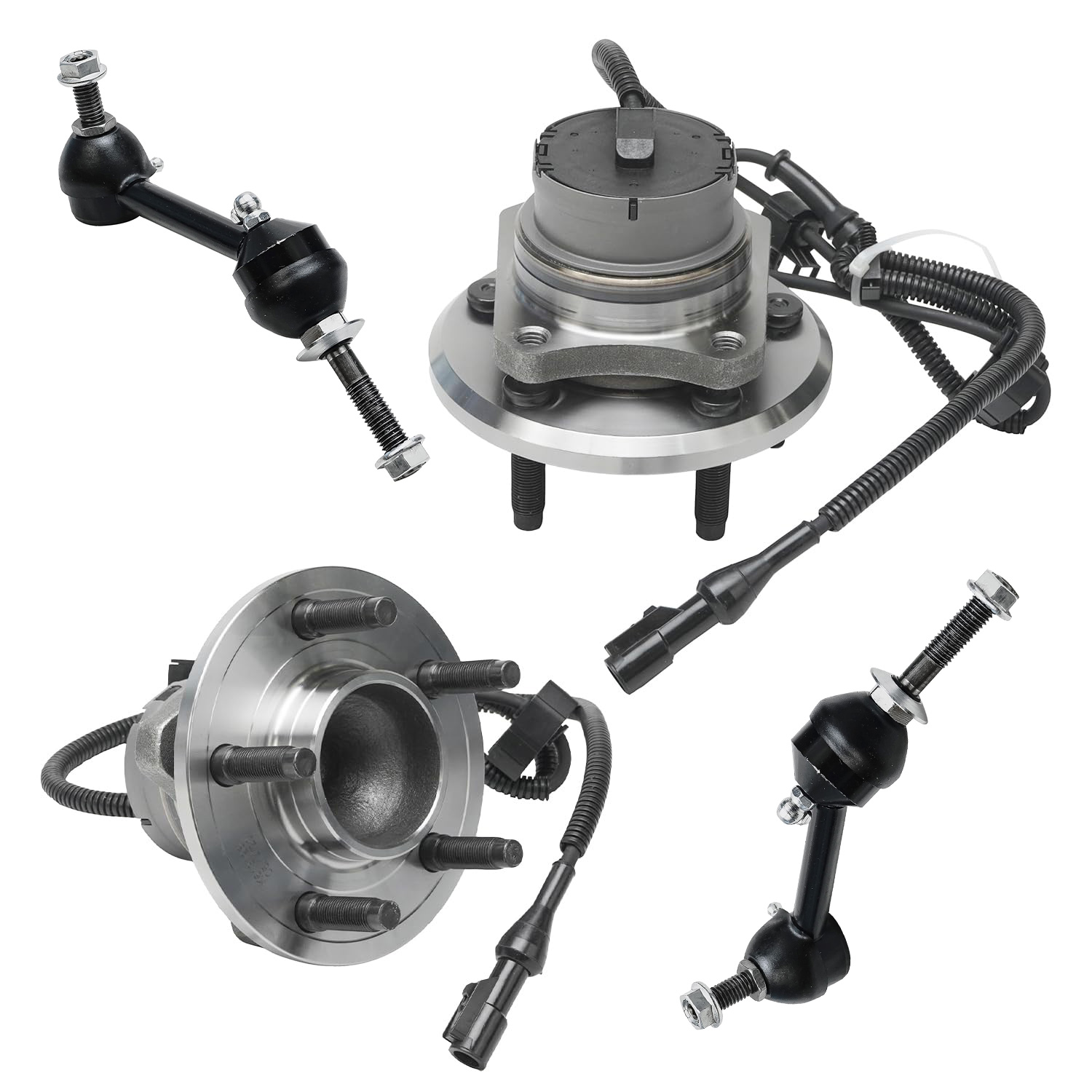 4pc Front Wheel Hub and Bearings Sway Bar Links Suepension Kit