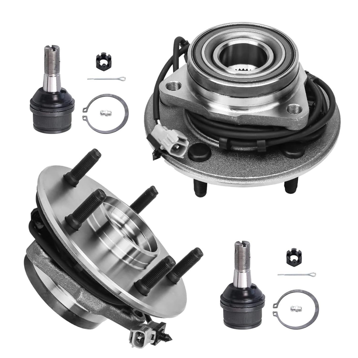 4pc Front Wheel Hub and Bearings Lower Ball Joints Suspension Kit