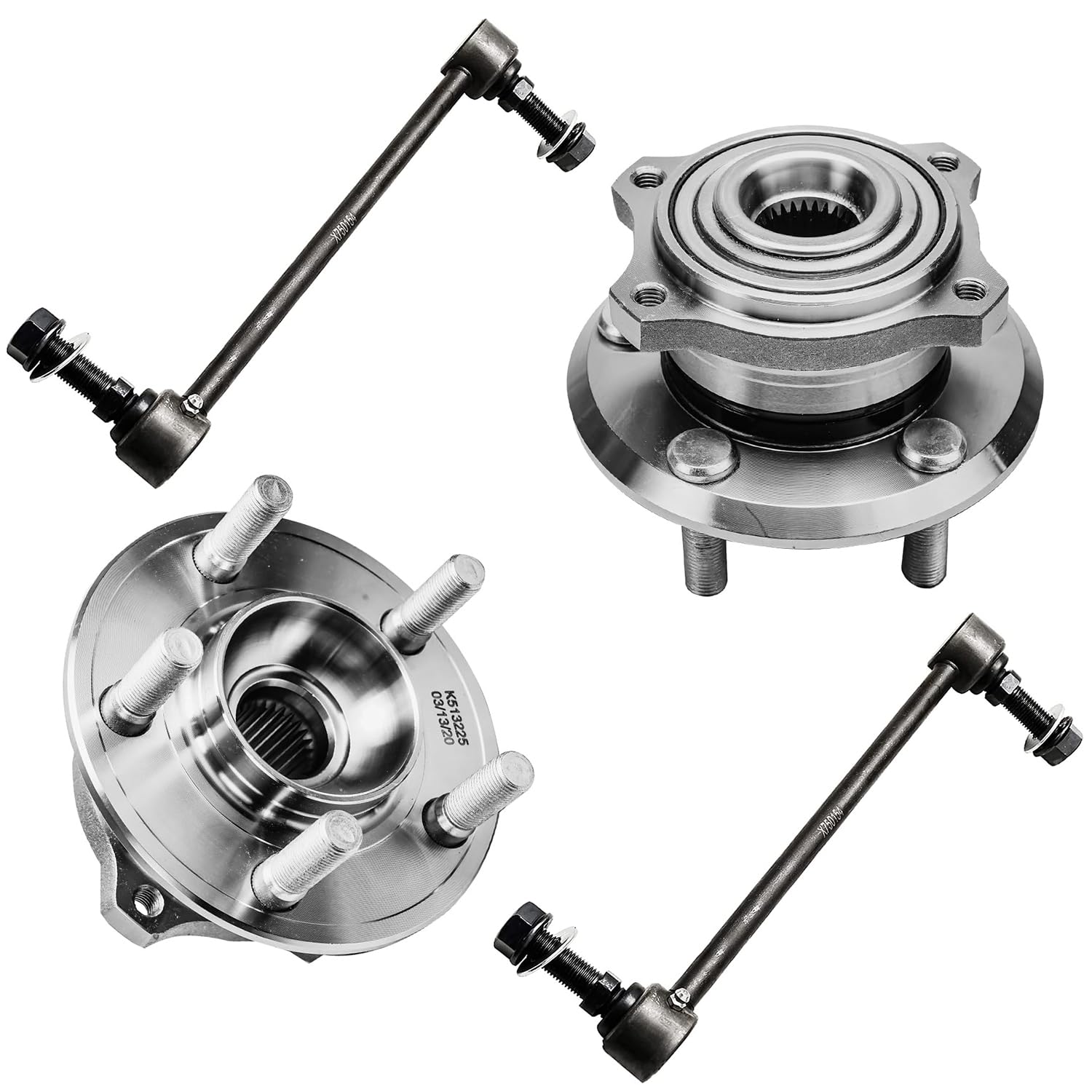 4pc Front Wheel Hub and Bearings Sway Bar Links Kit