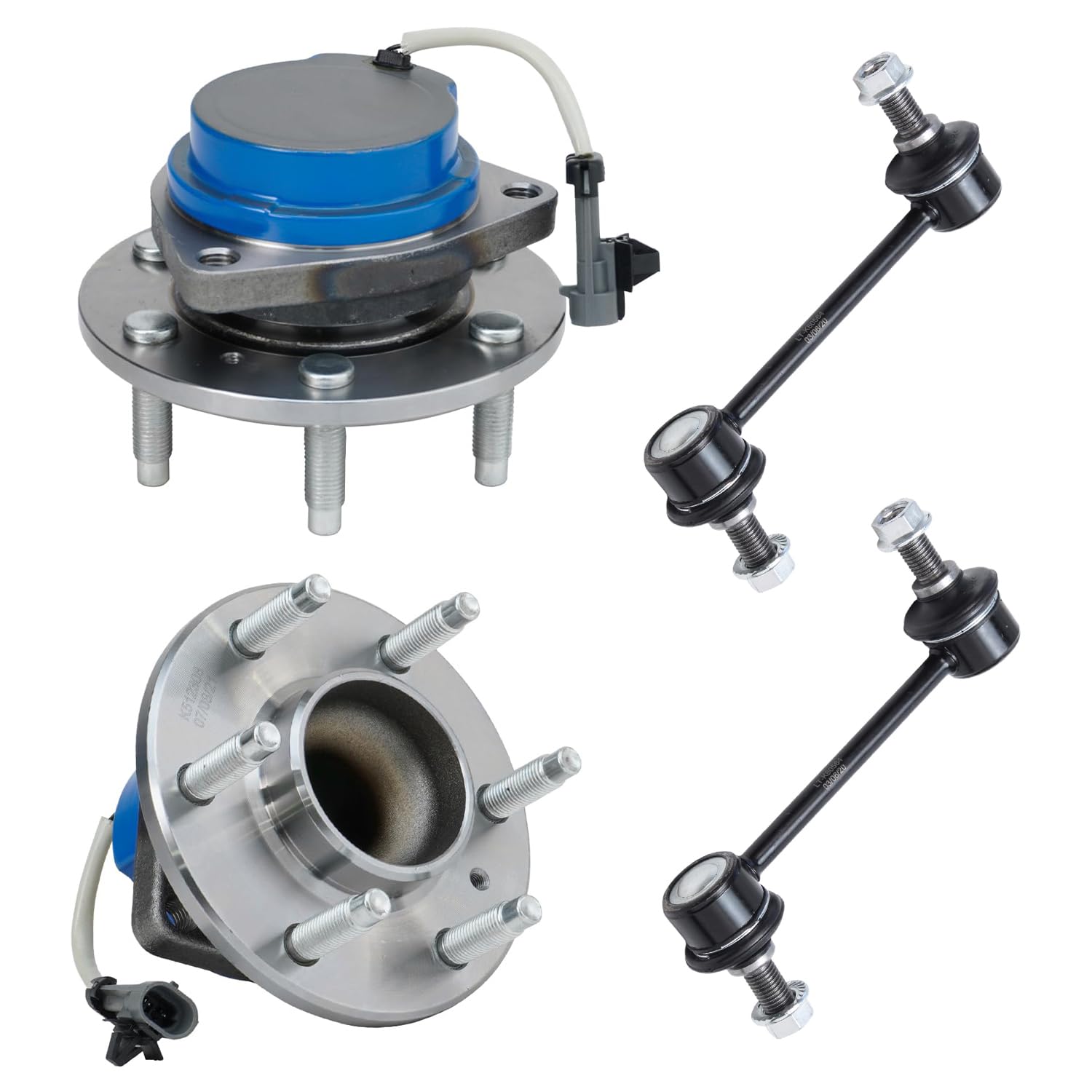 4pc Front Wheel Hub and Bearings Sway Bar Links Suepension Kit