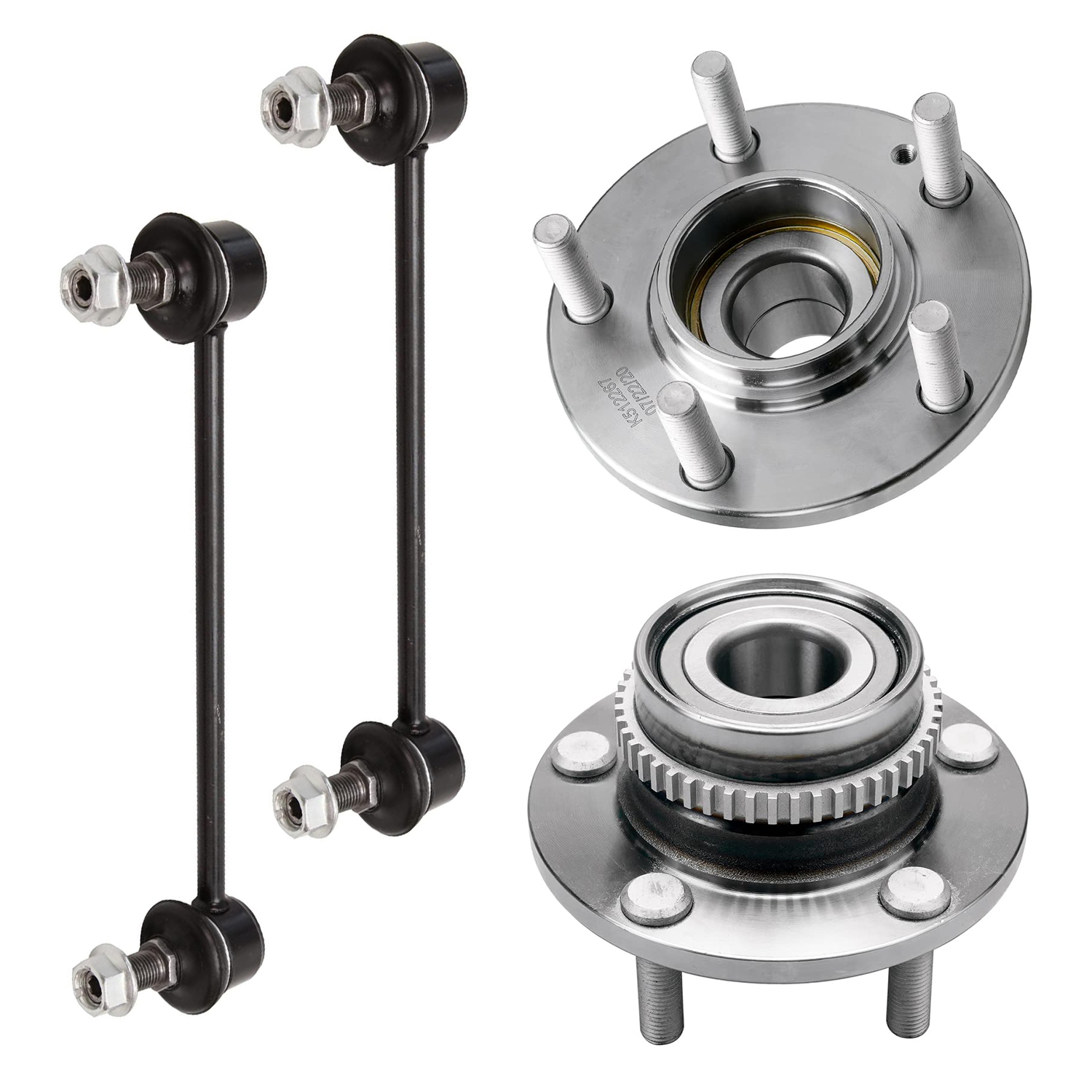 4pc Rear Wheel Hub and Bearings Sway Bar Links Suspension Kit