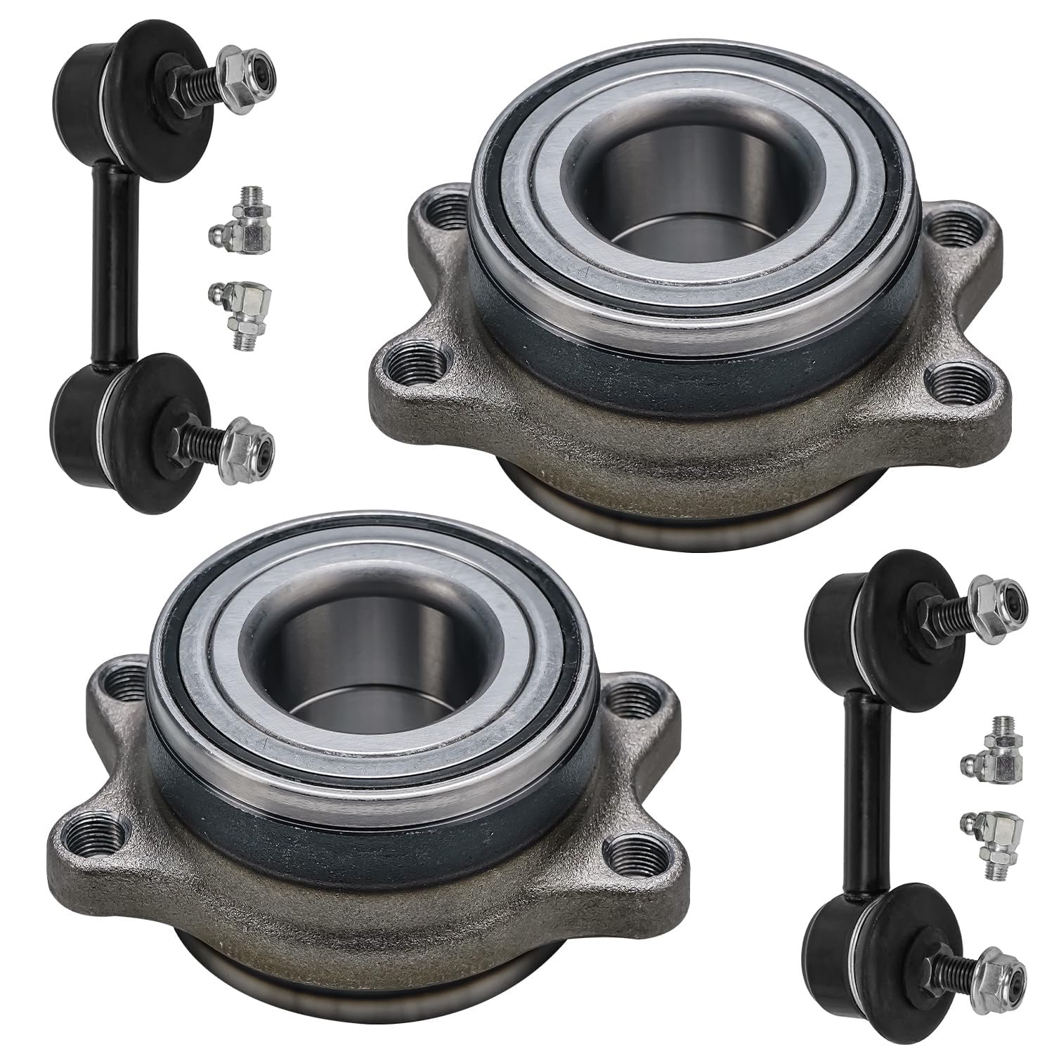 4pc Rear Wheel Hub and Bearings Sway Bar Links Suspension Kit