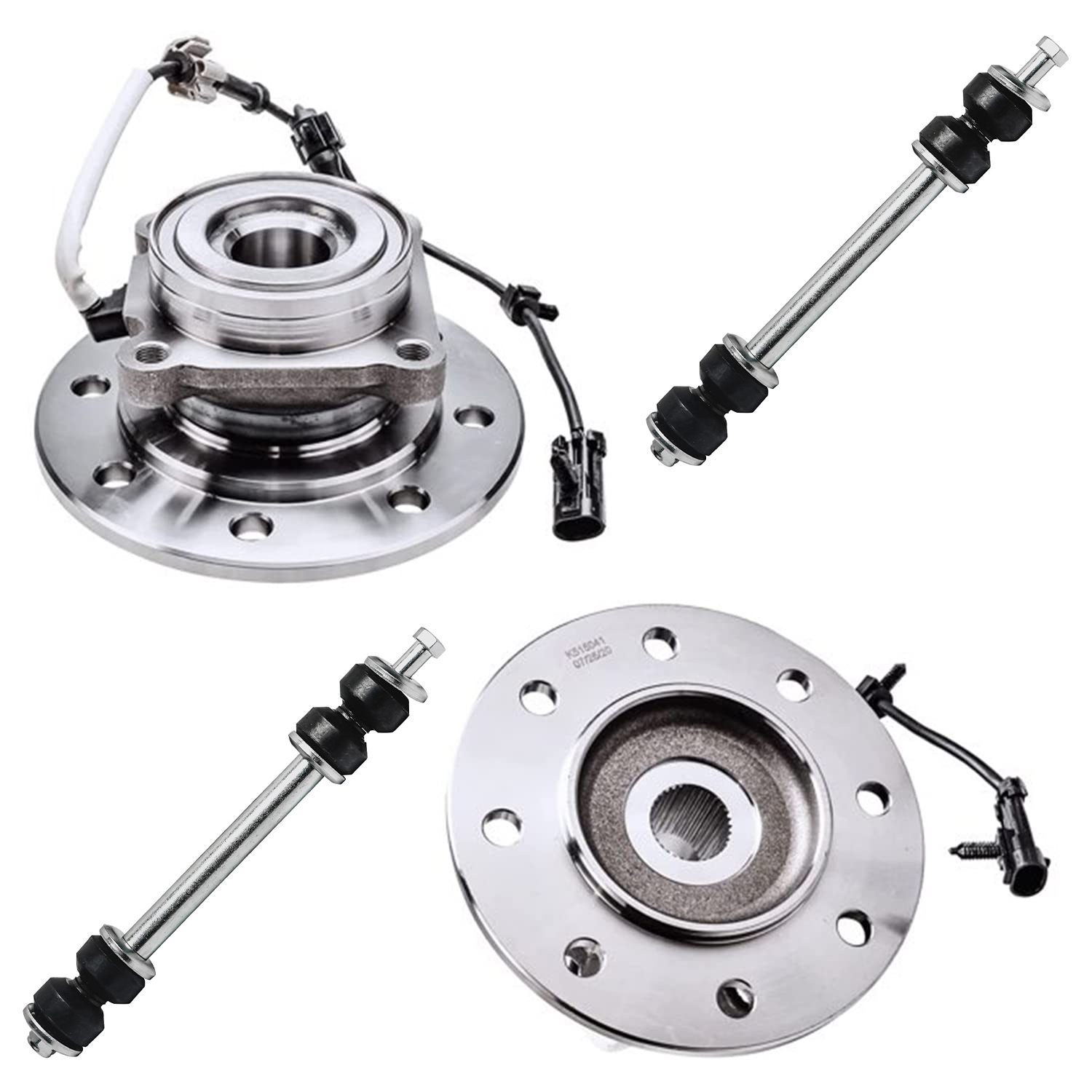 4pc Front Wheel Hub and Bearings Sway Bar Links Suspension Kit