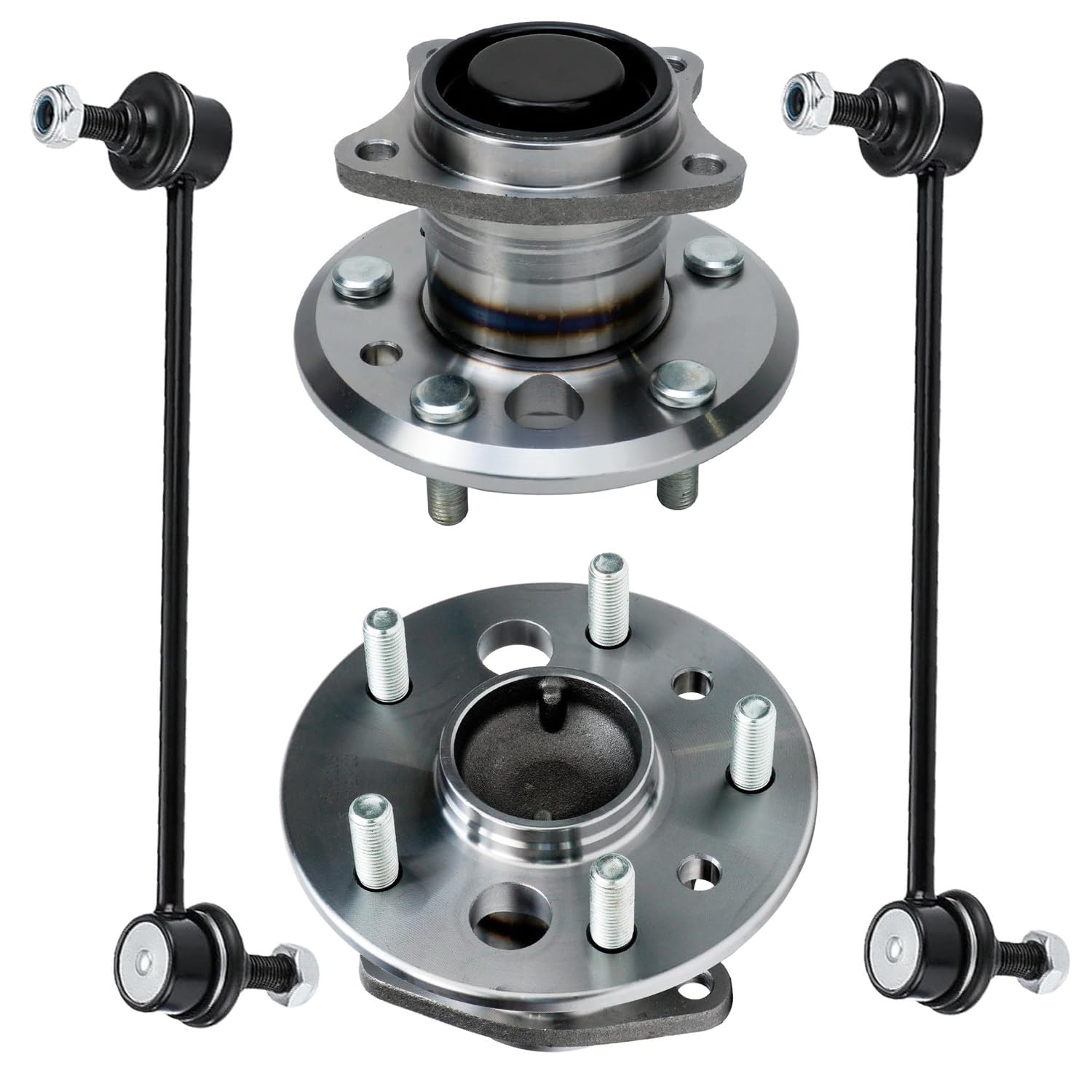4pc Rear Wheel Hub and Bearings Sway Bar Links Suspension Kit
