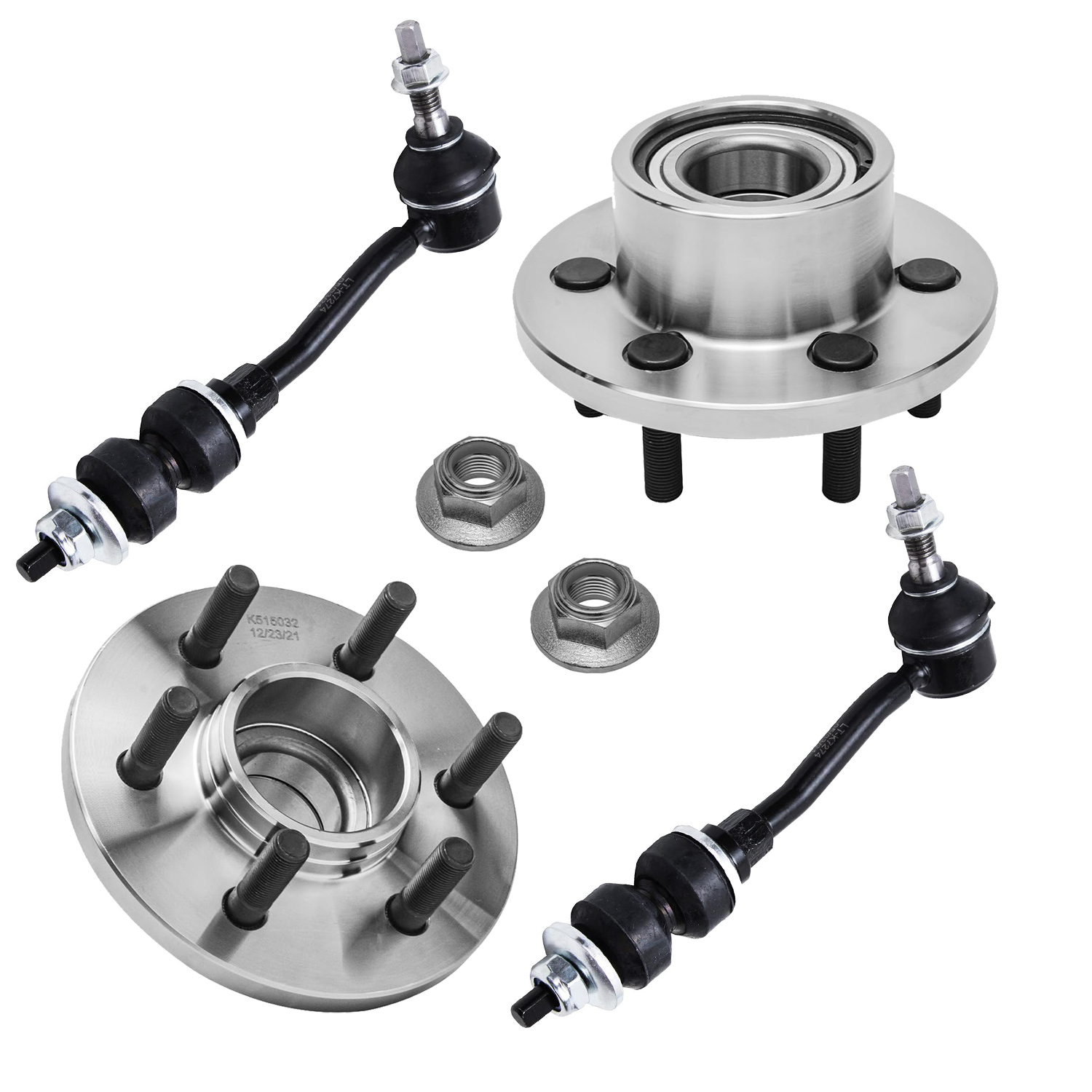 4pc Front Wheel Hub and Bearings Sway Bar Links Suspension Kit