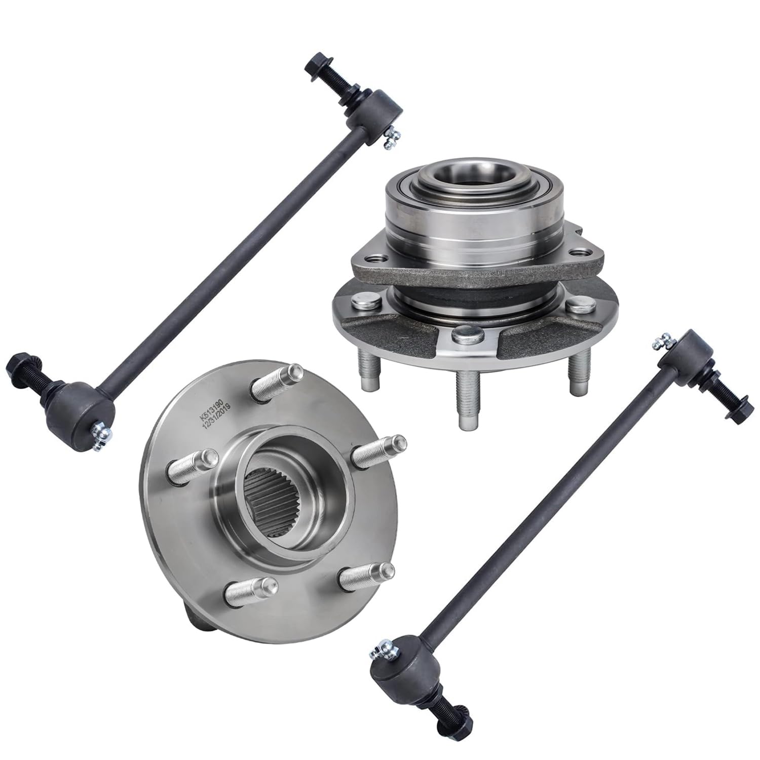 4pc Front Wheel Hub and Bearings Sway Bar Links Suspension Kit