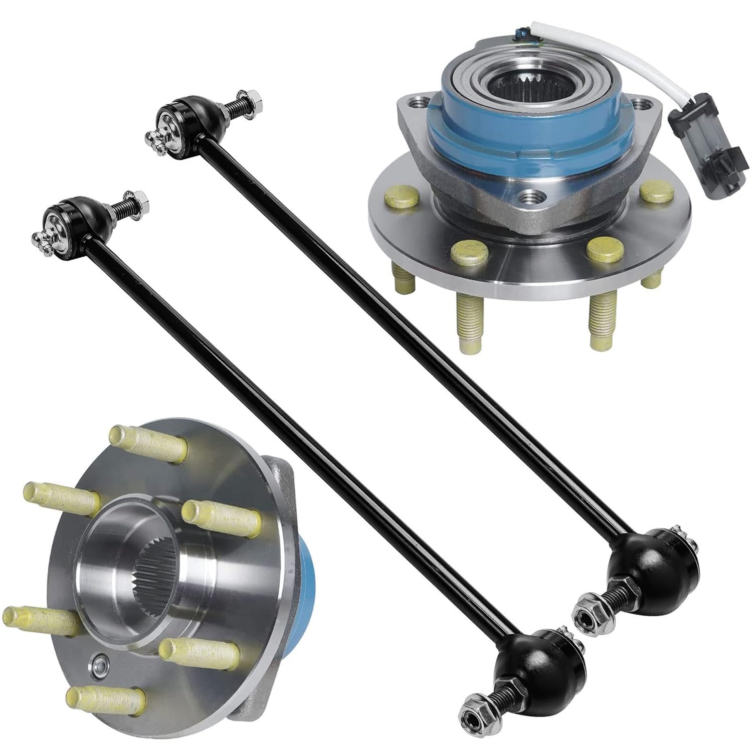4pc Front Wheel Hub and Bearings Sway Bar Links Suspension Kit