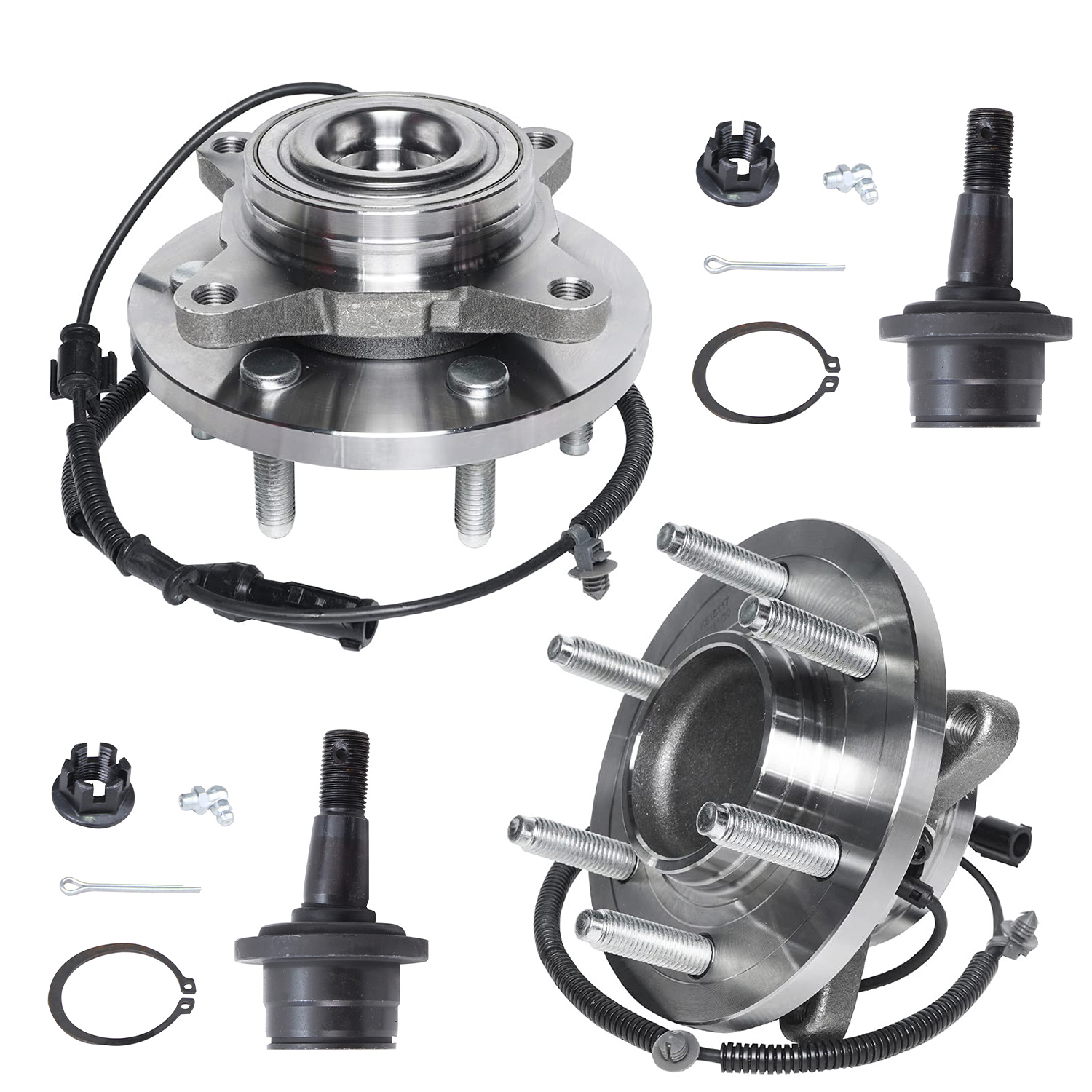4pc Front Wheel Hub and Bearings Lower Ball Joints Suspension Kit